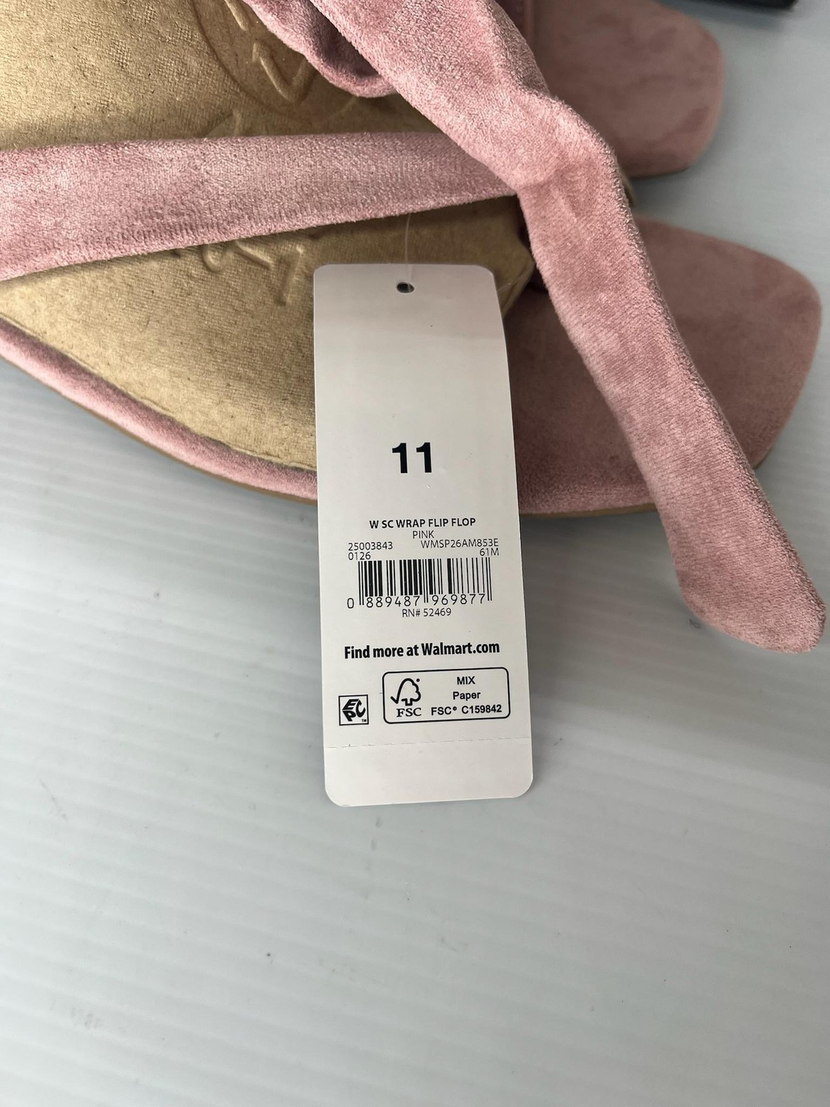 Scoop Sandals Womens Size 11 Pink Wrap Flip Flop Faux Suede Ankle Wrap NEW Box