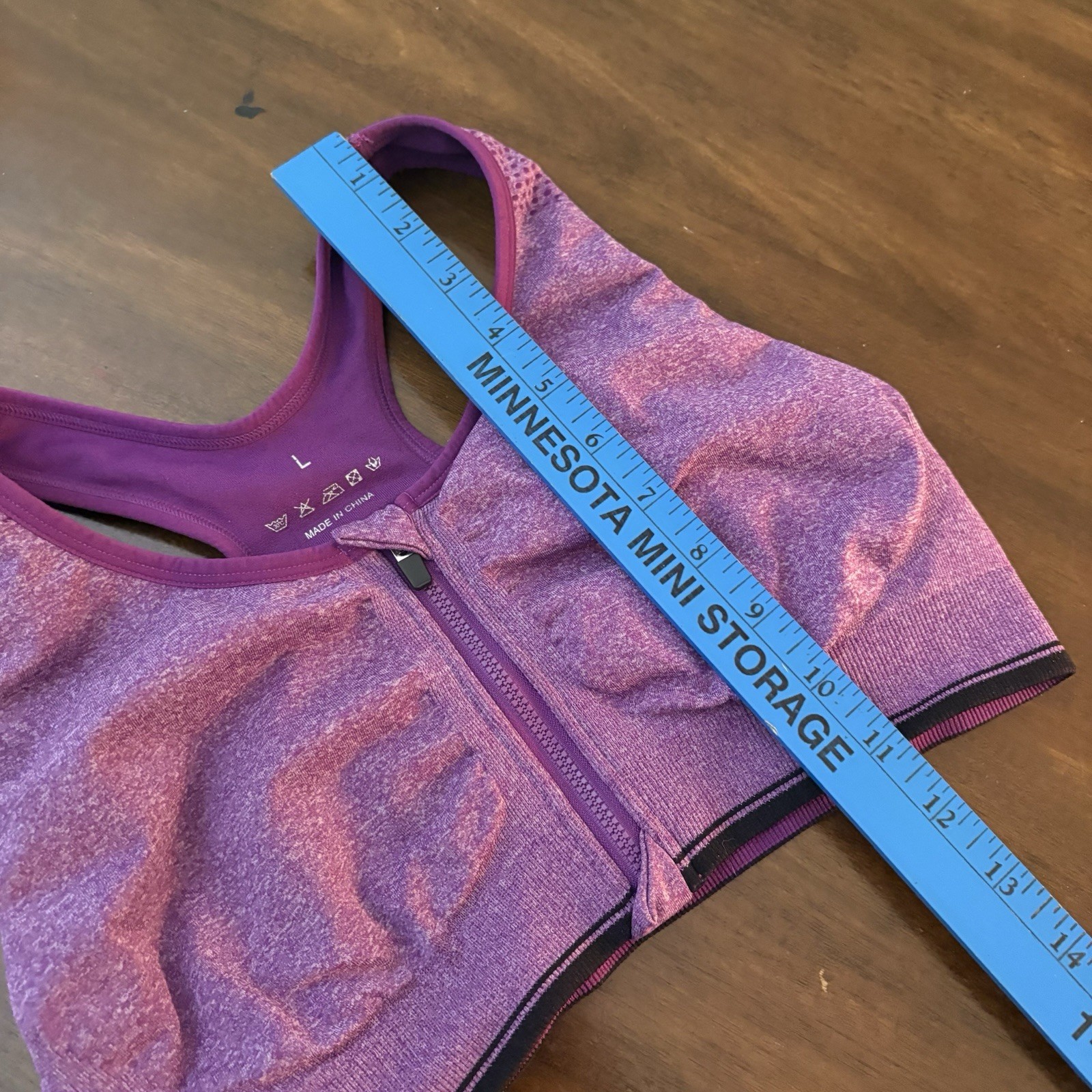 Women’s Large Sports Bra Purple Full Zip Non Padded Workout Gym Leisure R7