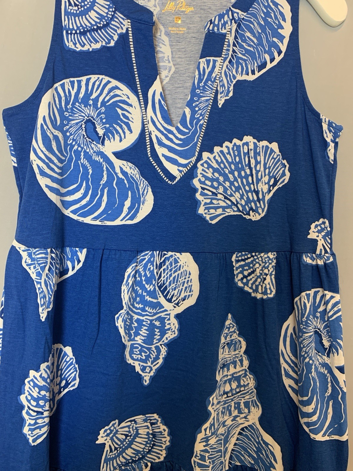 Lilly Pulitzer Dress Medium Blue Shells Maxi Sydnee Shell of a Good Time