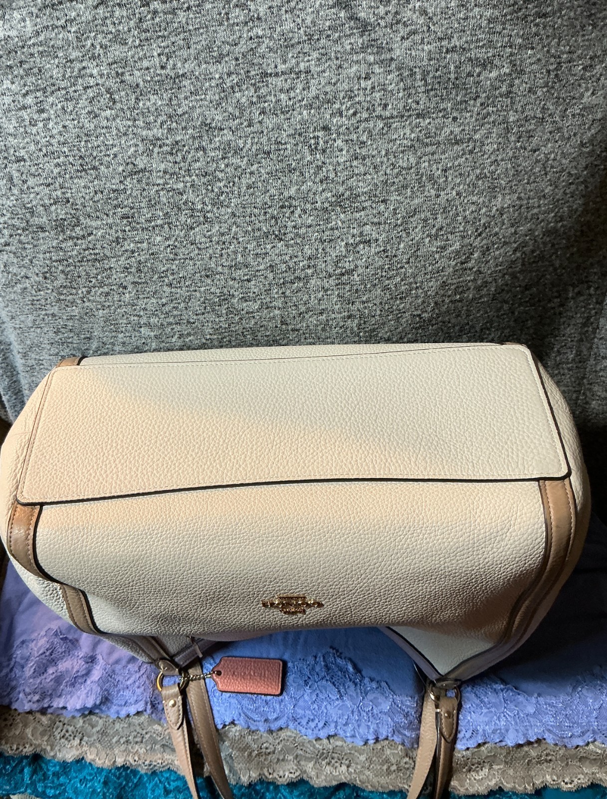 Coach Kristy Colorblock Pebble Grain Leather Snap Zip Carryall Tote & Satchel