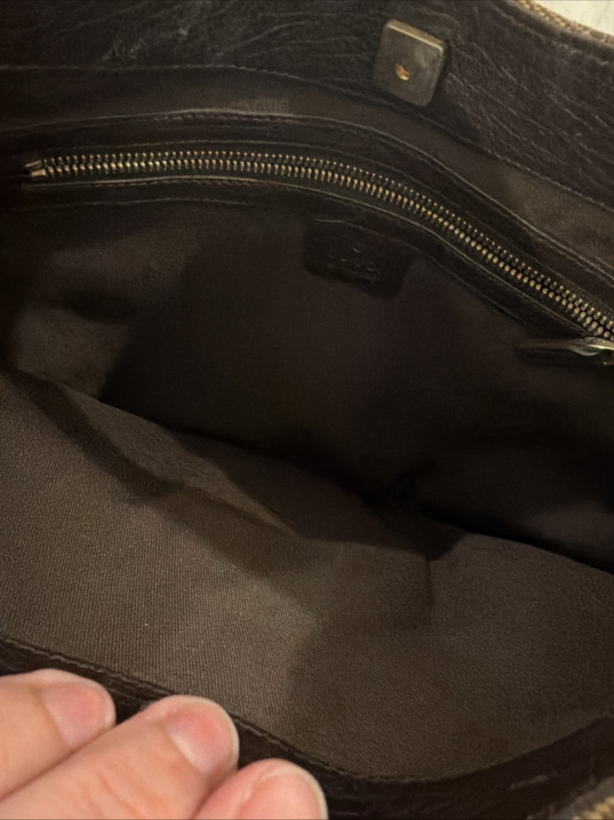 Gucci Heritage Horsebit Hobo In GG Canvas, Brown Leather Gold Bit