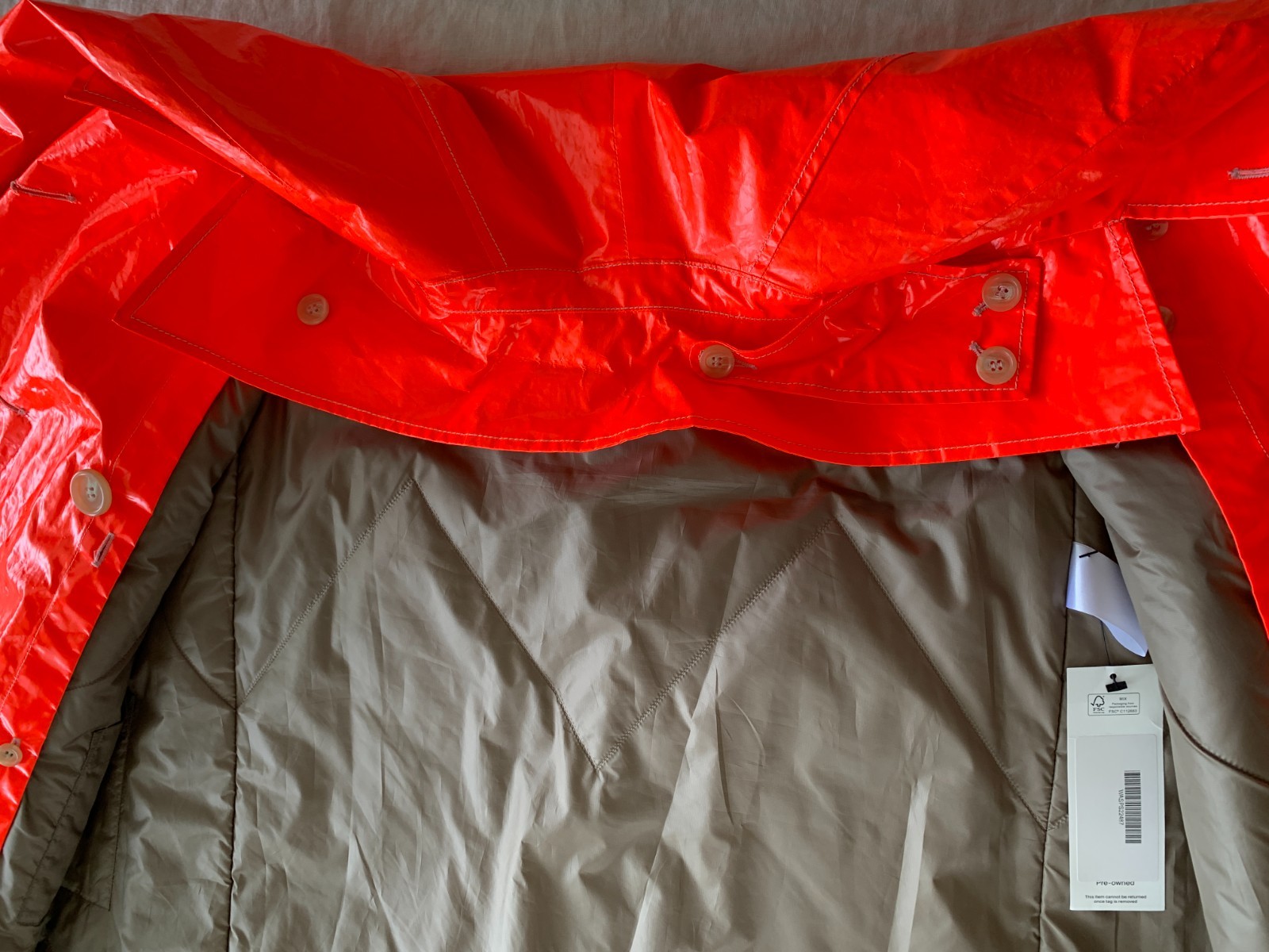 Aspesi Long Raincoat Bright Orange with Removable Insulated (Thermore) Lining