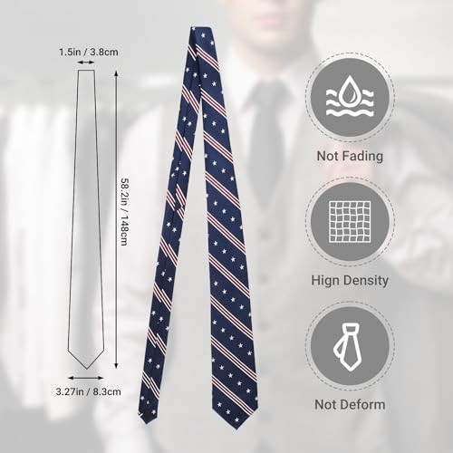 American Flag Ties For Men 3.27″ (8.3CM) USA Flag Neckties Blue Star Striped