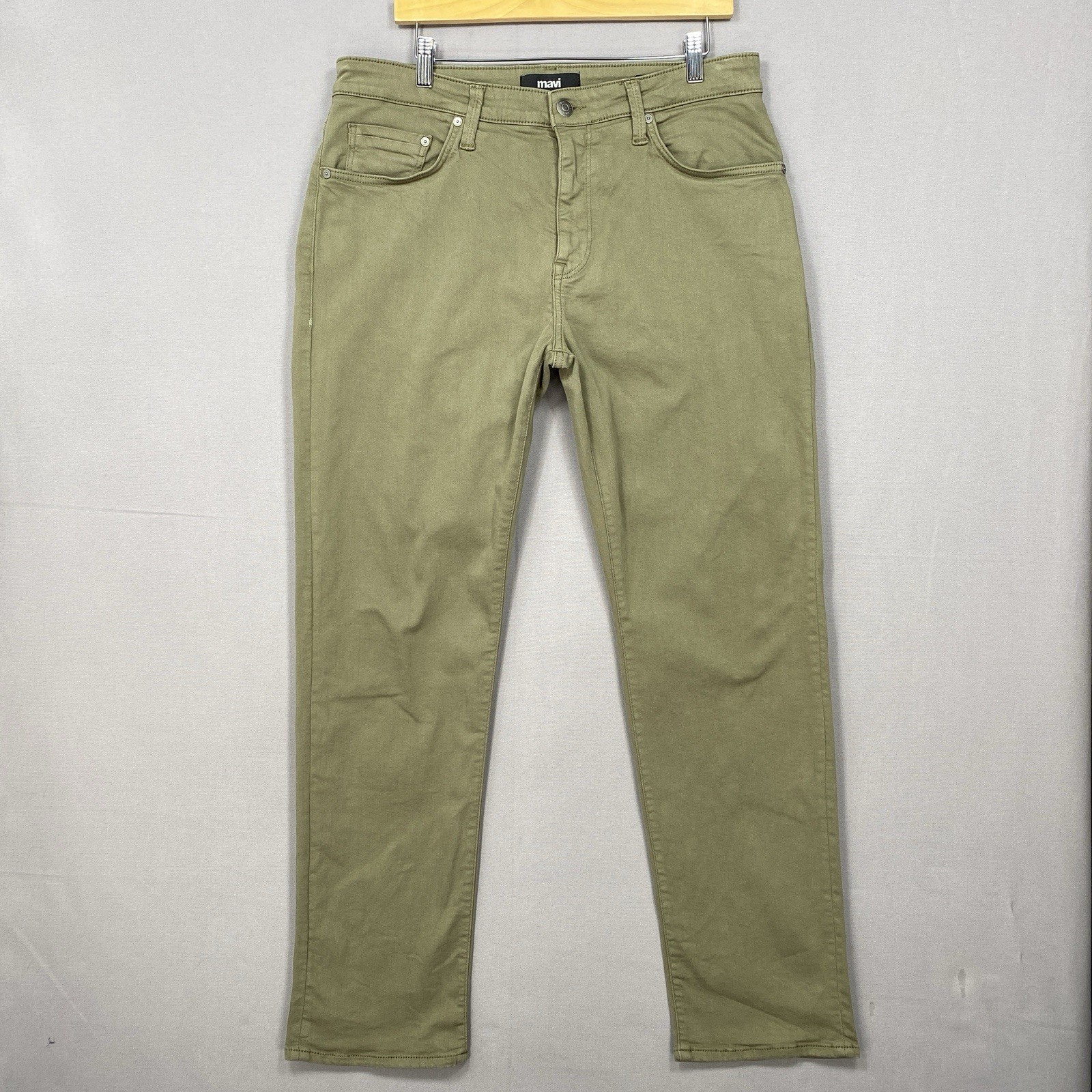 Mavi Zach Jeans Mens 35×32 Relaxed Straight Fit Olive Green 5-Pocket Pants