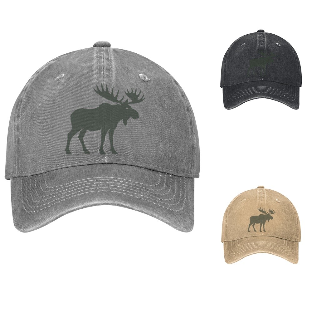Moose Silhouette Baseball Cap Retro Outdoor Dad Hat Adjustable
