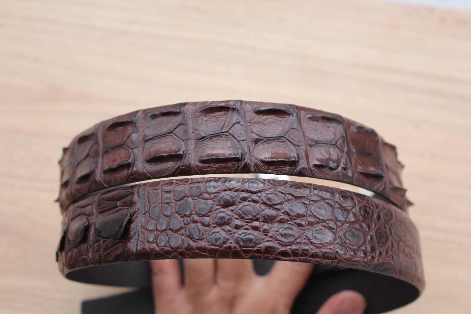 W 1.3 inch- Brown Alligator CROCODILE Print LEATHER Skin Men’s Belt