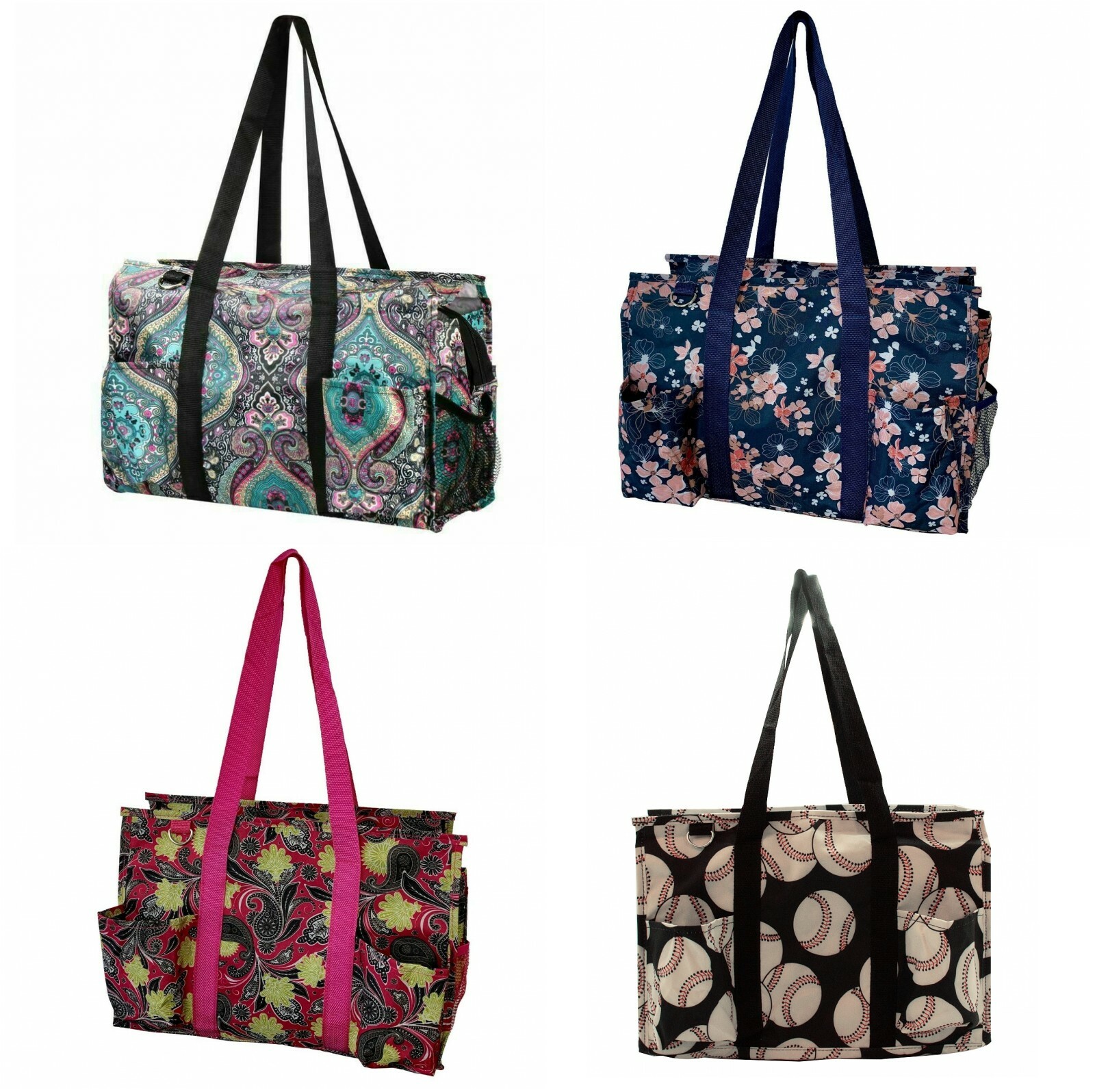 Zip-Top Organizing Utility Tote Beach Diaper Bag 7 Pocket Tote Utility Organizer