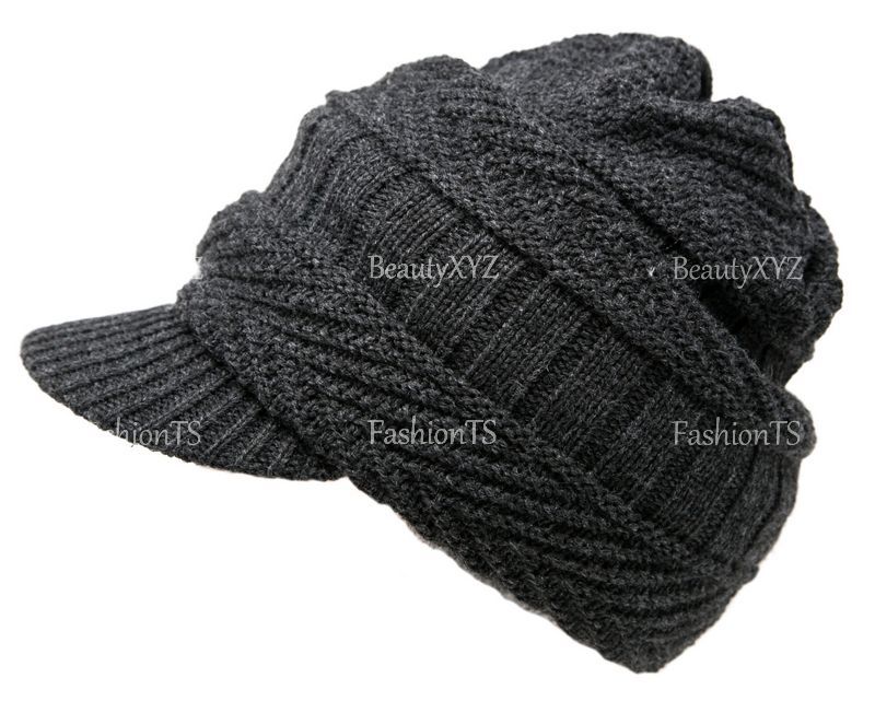 2 in 1 Cable Knit Winter Hat w/ Neck Warmer Mask Brim Beanie Fur Lining Unisex