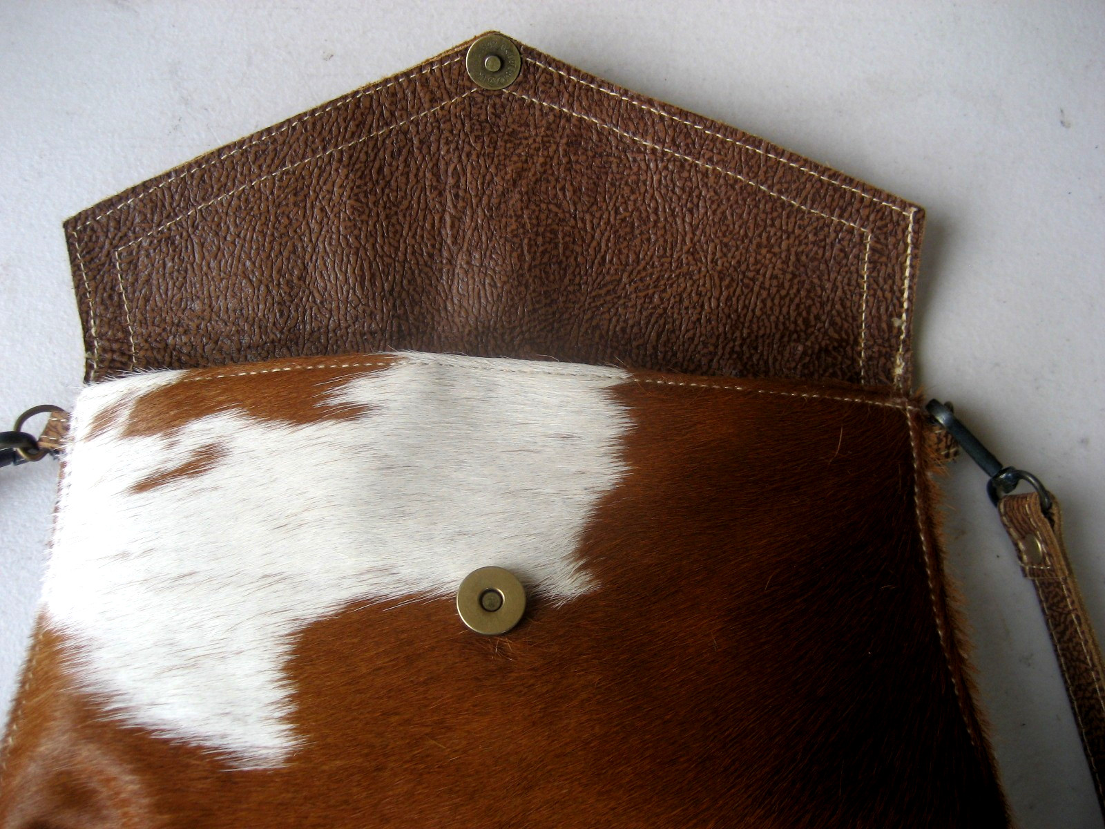 Myra Cowhide Leather Calfhair Crossbody Bag Fringe Western Handbag MINT