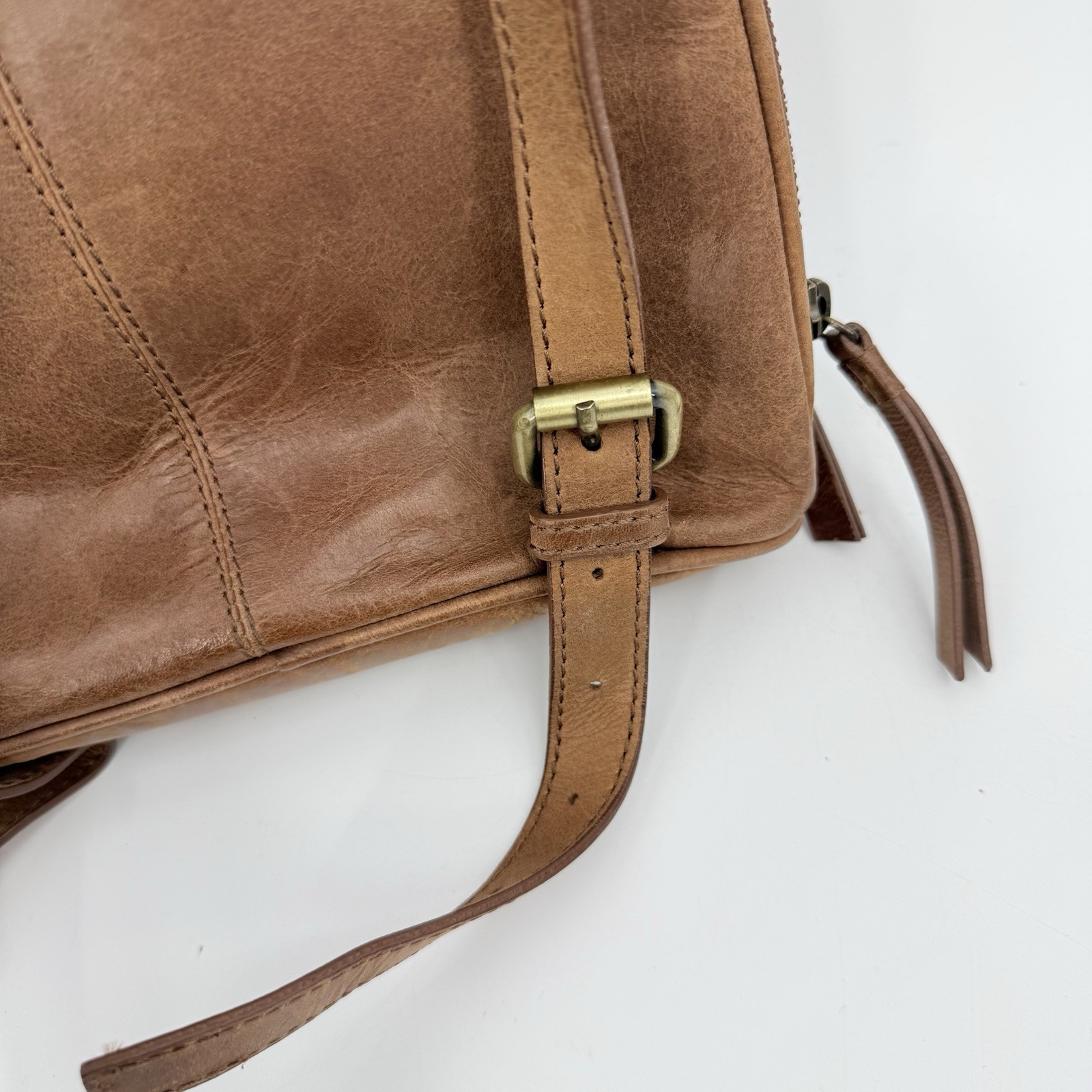 Bolo Brown Genuine Leather Mini Backpack Purse Tassel Front Pocket YKK Zip Boho