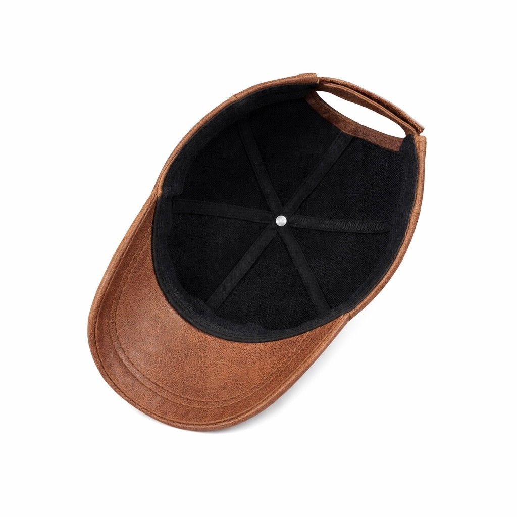 Vintage Leather Baseball Cap Hat – 100% Genuine Sheepskin Leather Hat
