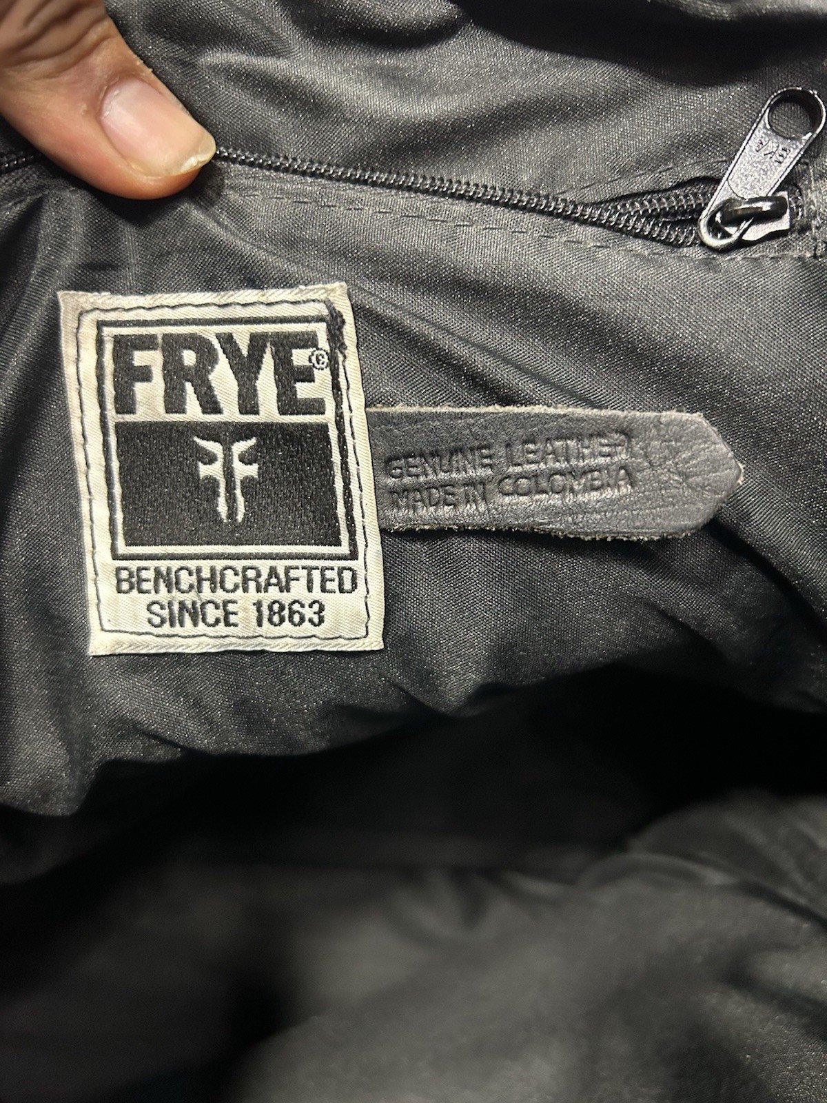 Frye Black Genuine Leather Drawstring Flap Large Backpack With Top Handle Unisex