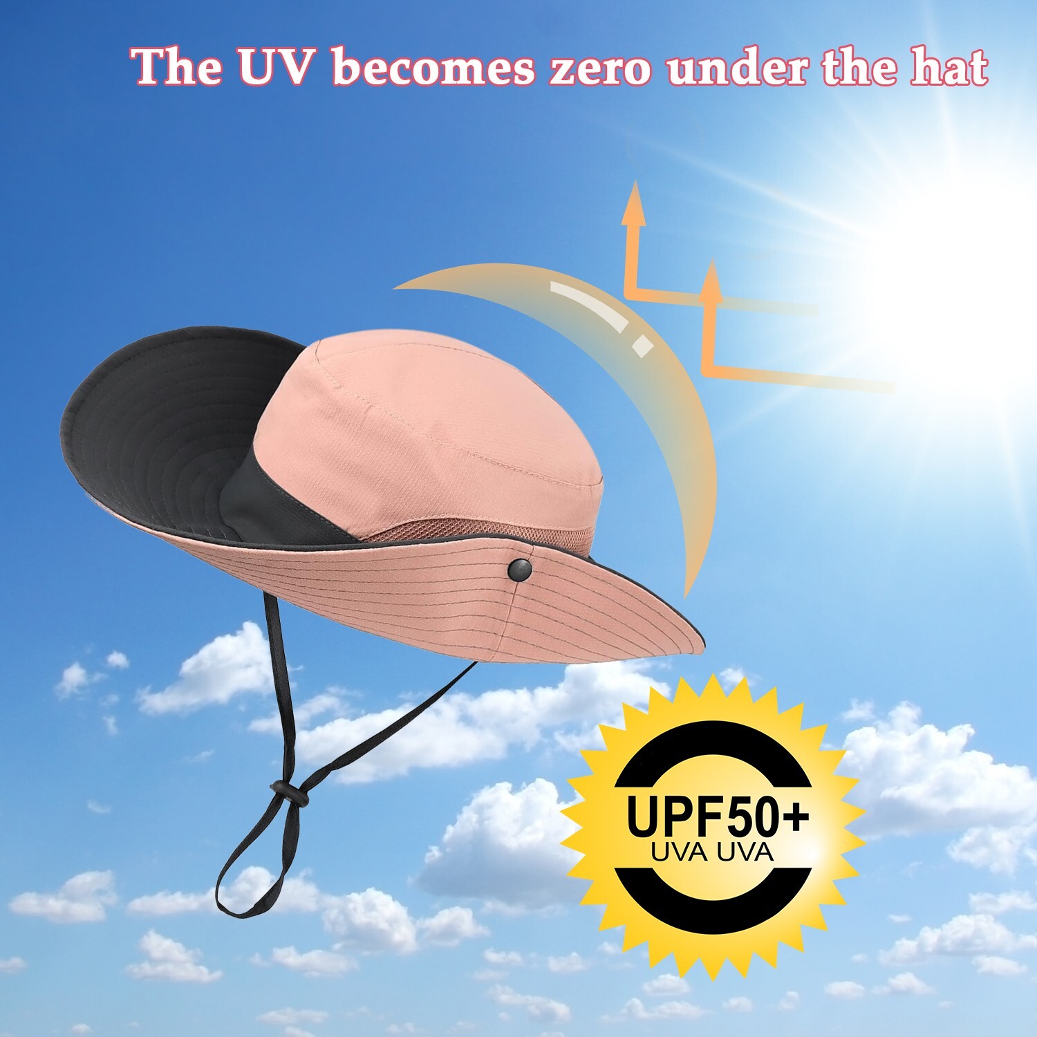 Women’s UV Protection Sun Hat – Wide Brim Bucket Style w/Ponytail Hole (UPF 50+)