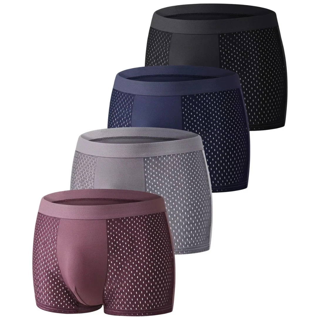 4PCS Men’s Ice Silk Underwear Breathable Boxer Shorts Seamless Satin Soft Briefs
