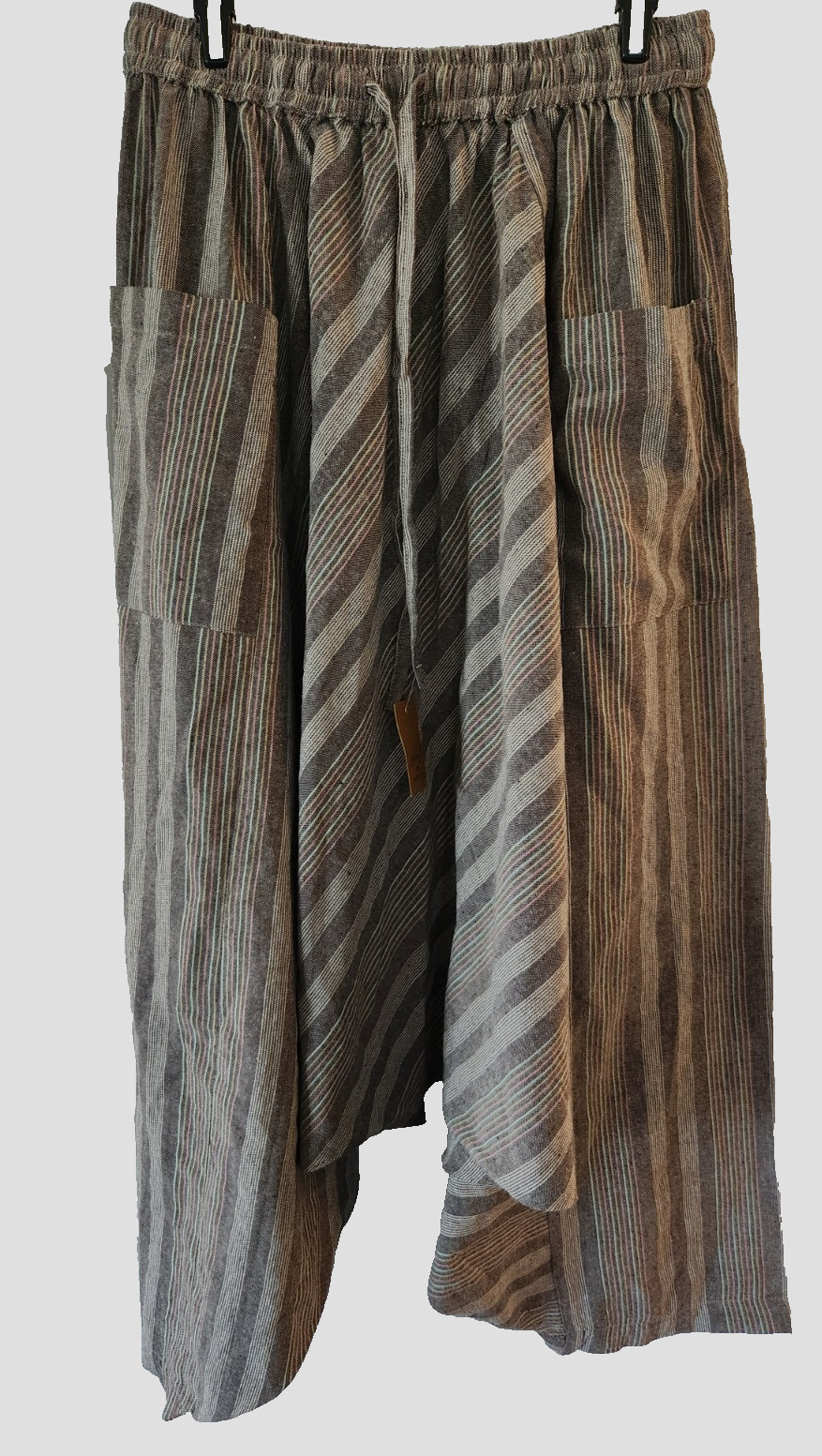Lakhays Harem Palazzo Grey Stripe S/M Nepal NWT Festival Boho Hippie Pockets