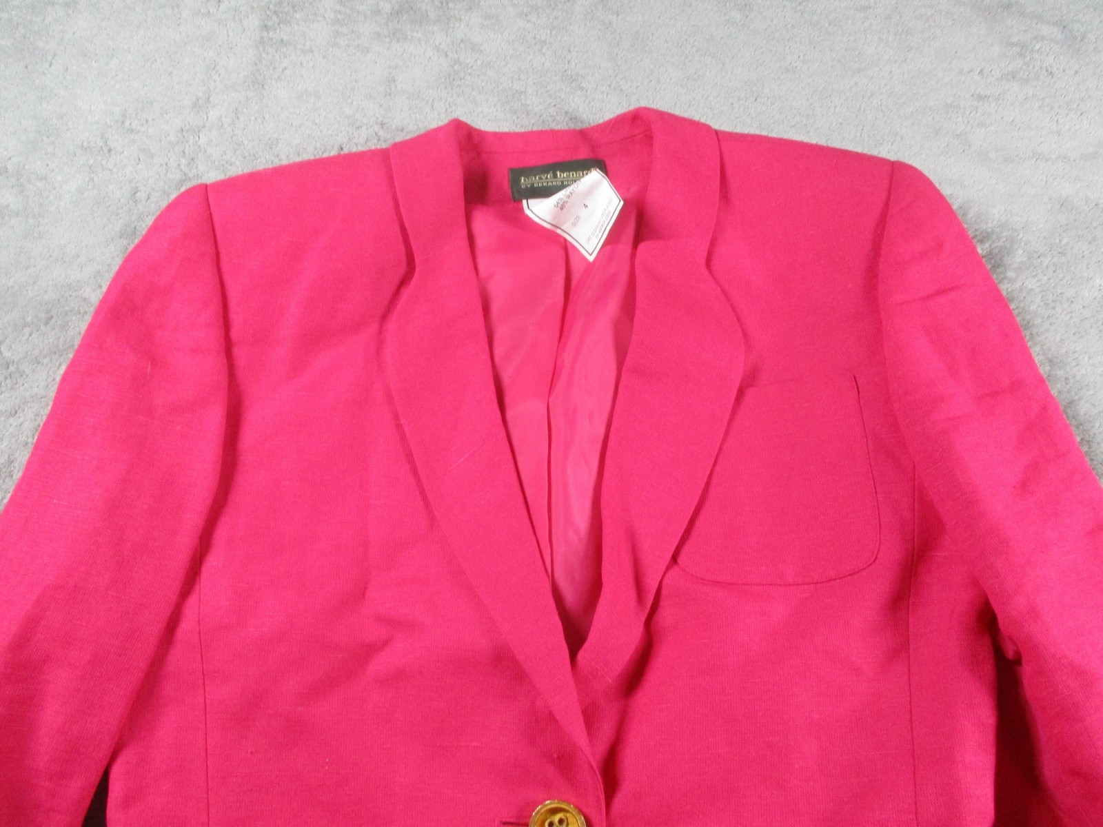 Harvé Benard Blazer Womens 4 Pink Linen Blend One Button Lined Tailored Jacket