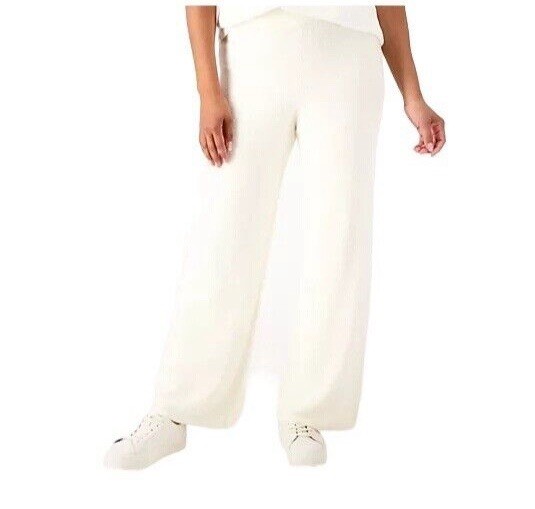 Encore By Idina Menzel Petite Cloud Wide Leg Pants Size 1XP Oyster A550330
