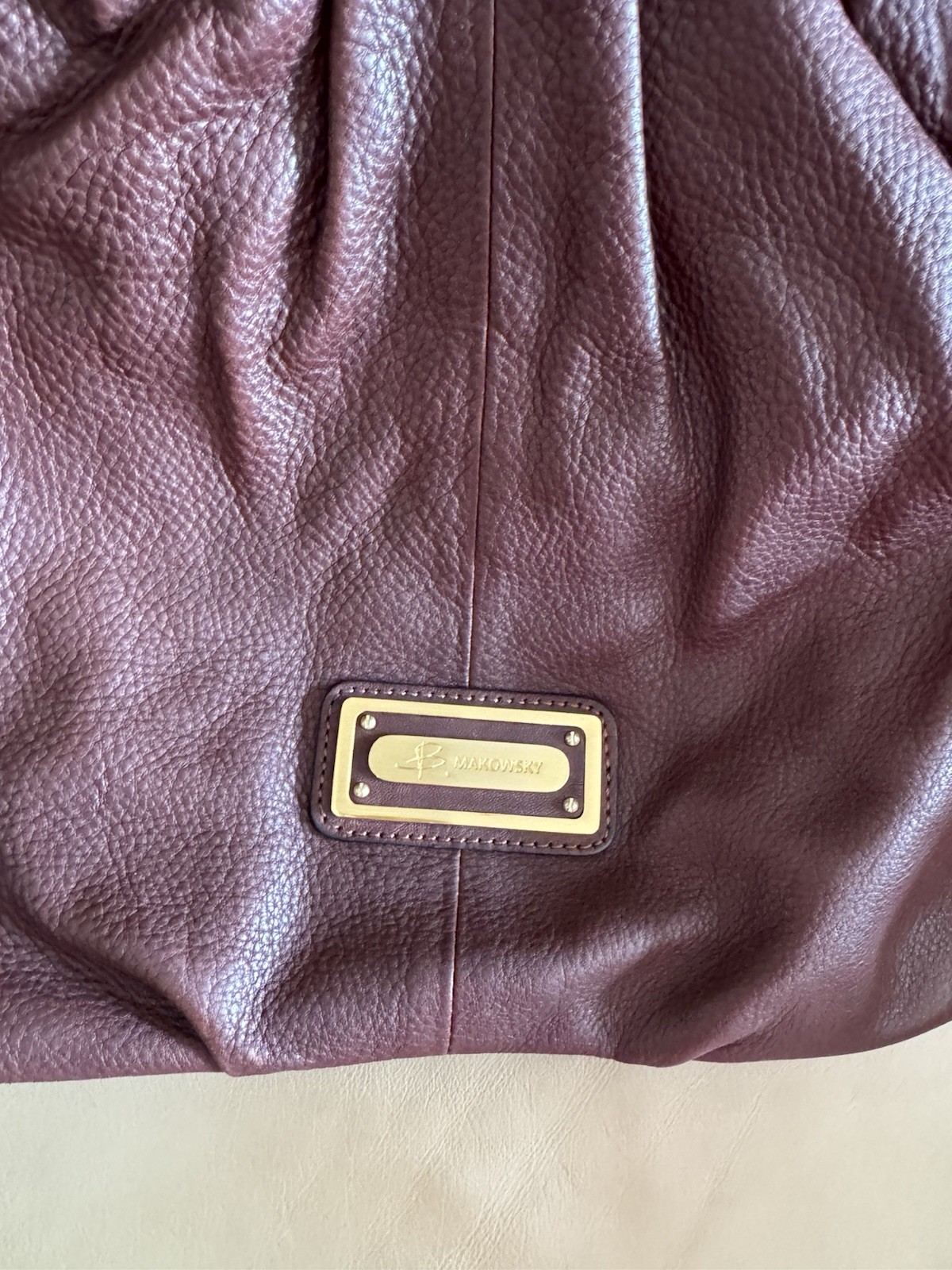 B Makowsky Soft Buttery Brown Leather Handbag Gold Hardware