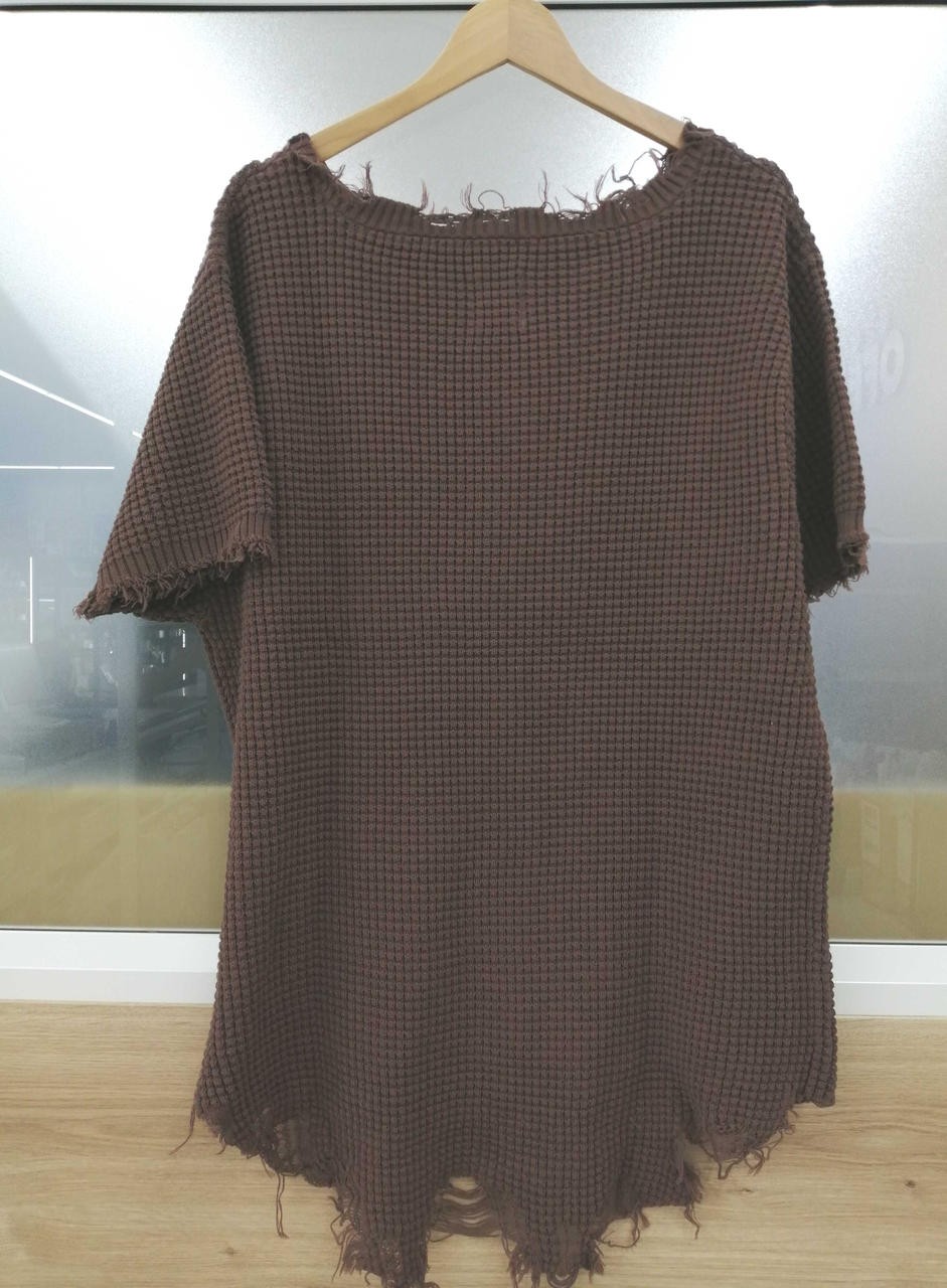AMERI Damaged Cotton T-Shirt Women Casual Distinctive 75cm Length 104cm Chest