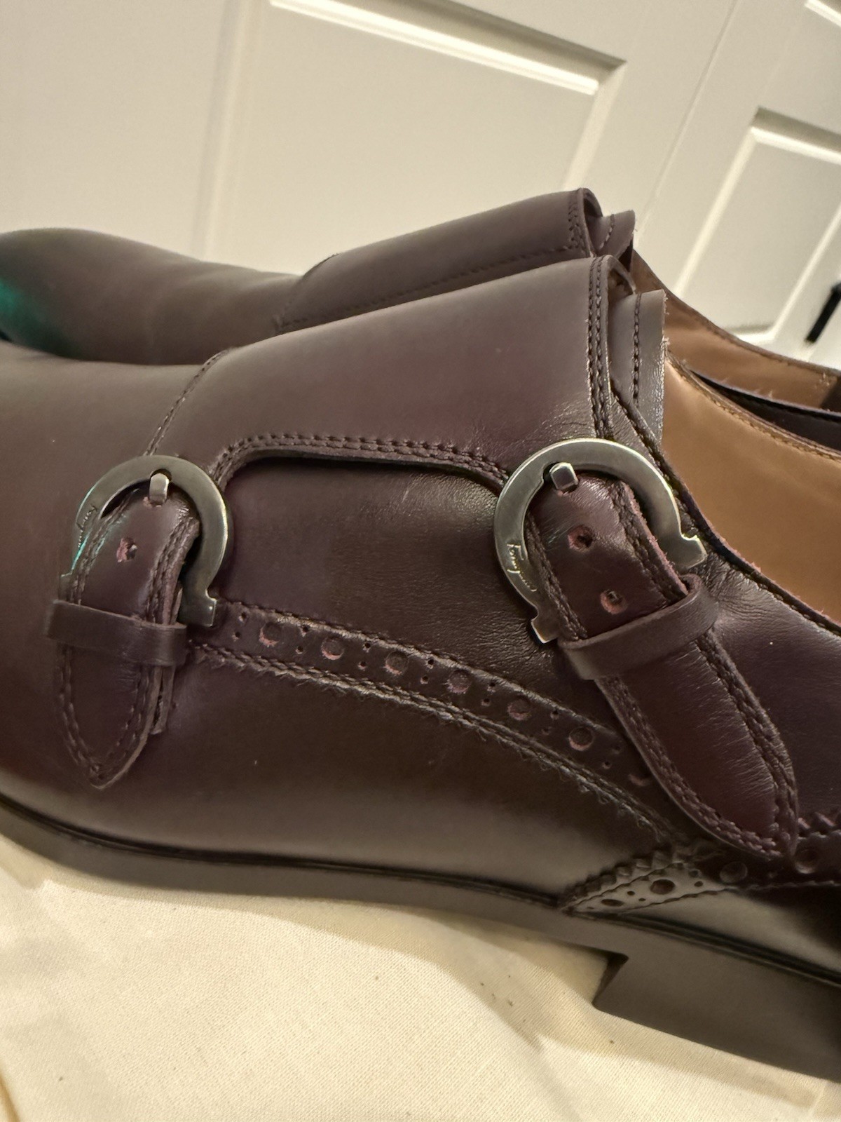 Salvatore Ferragamo Men’s Blair Plum Calf Dress Shoes – Uk7 US8 Euro 41 Buckle