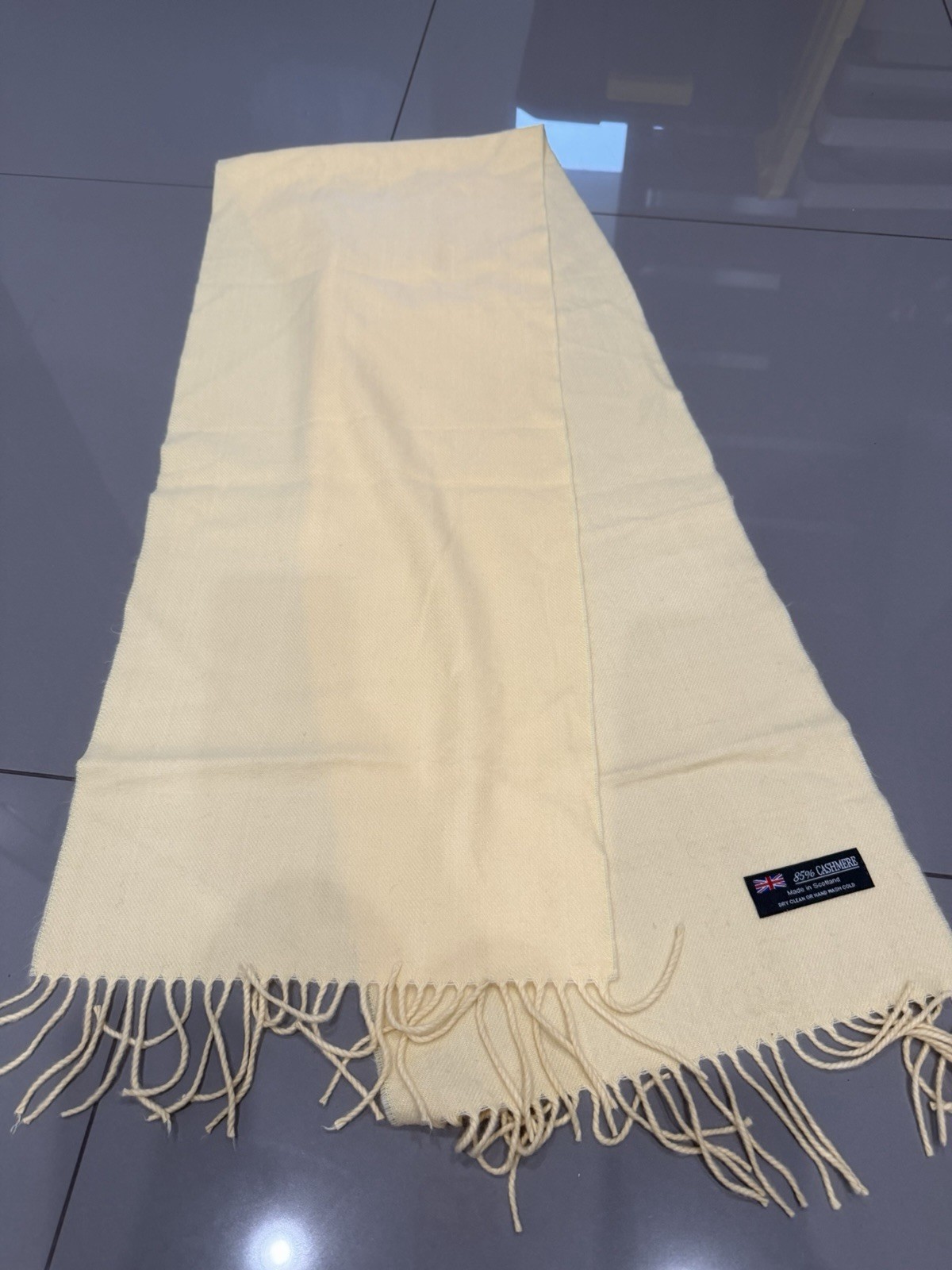 DESIGNER SCARF, SCOTLAND, 64 INCHES, COLOR: Yellow 85-PERCENT CASHMERE,