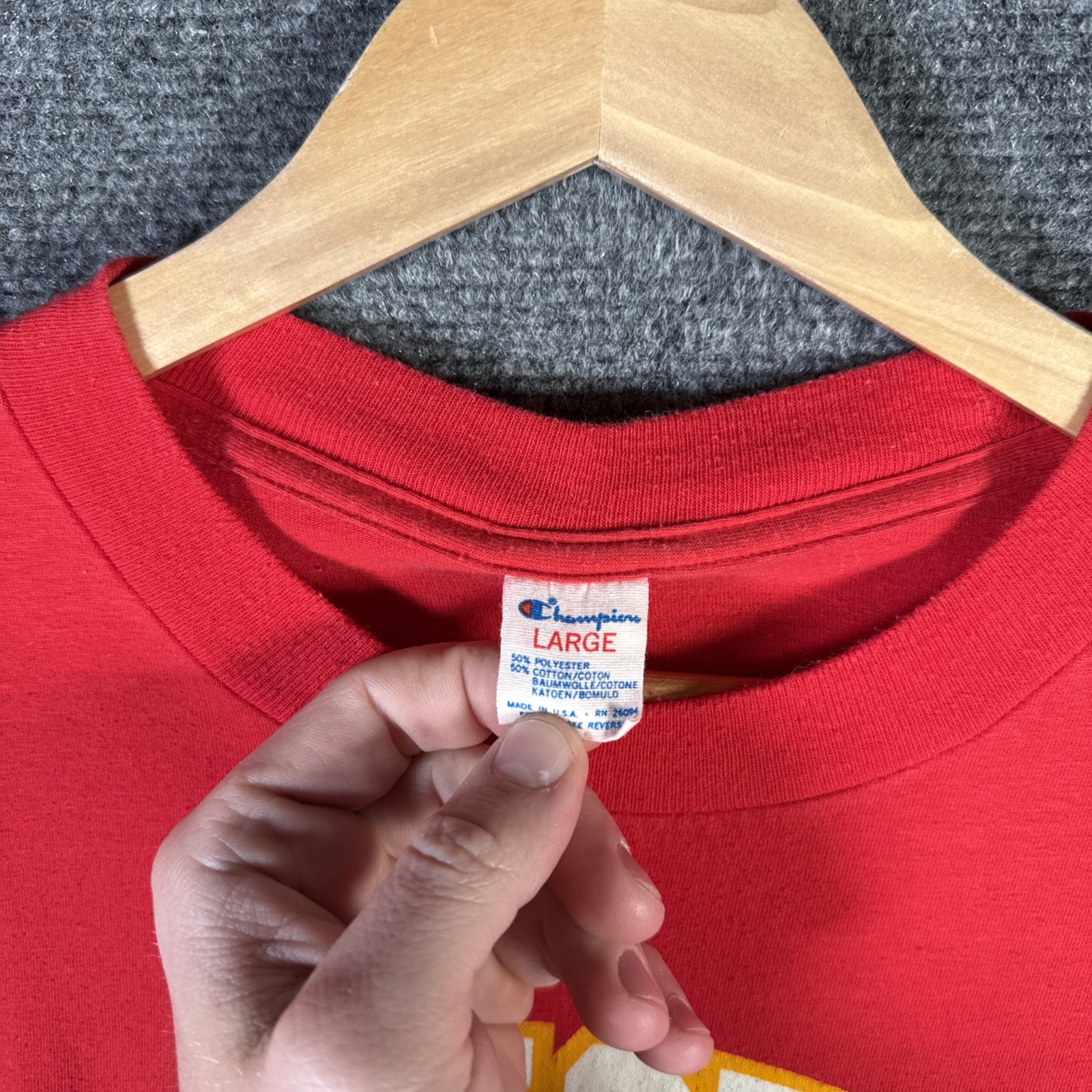 Vintage Houston Rockets Shirt Mens Large Red 80s Champion Basketball NBA Sports