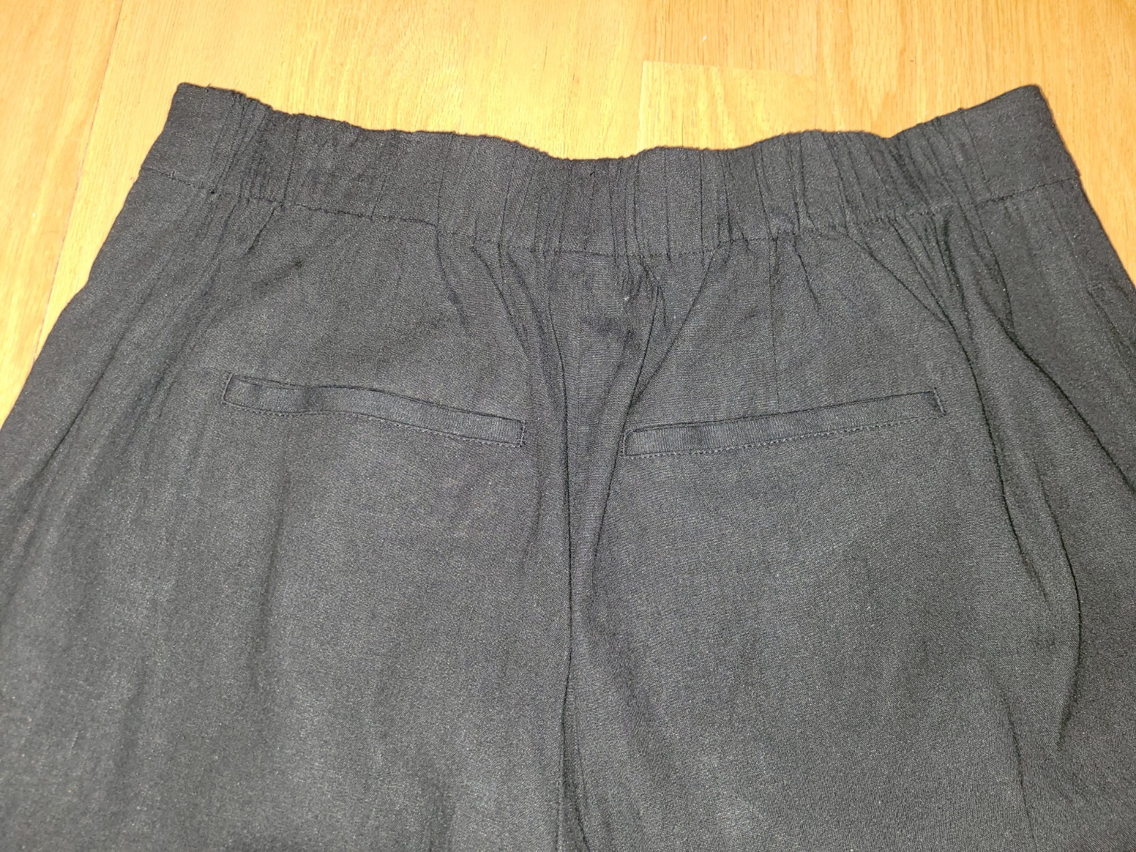 Vince V963722291 Linen Blend High-Waist Wide-Leg Pull-On Pants Black Size L