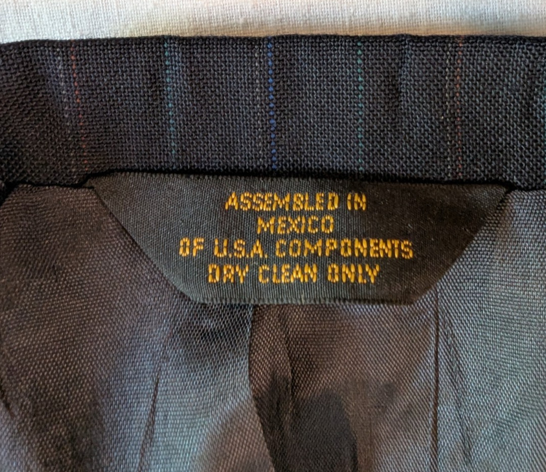 TownCraft Men’s Black Pinstripe Suit Jacket & Pants, Multicolored Pinstripes
