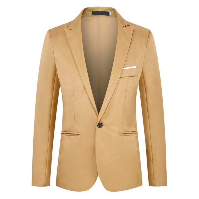 Men’s Business Casual One Button Jacket Blazer Wedding Slim Fit Long sleeve B