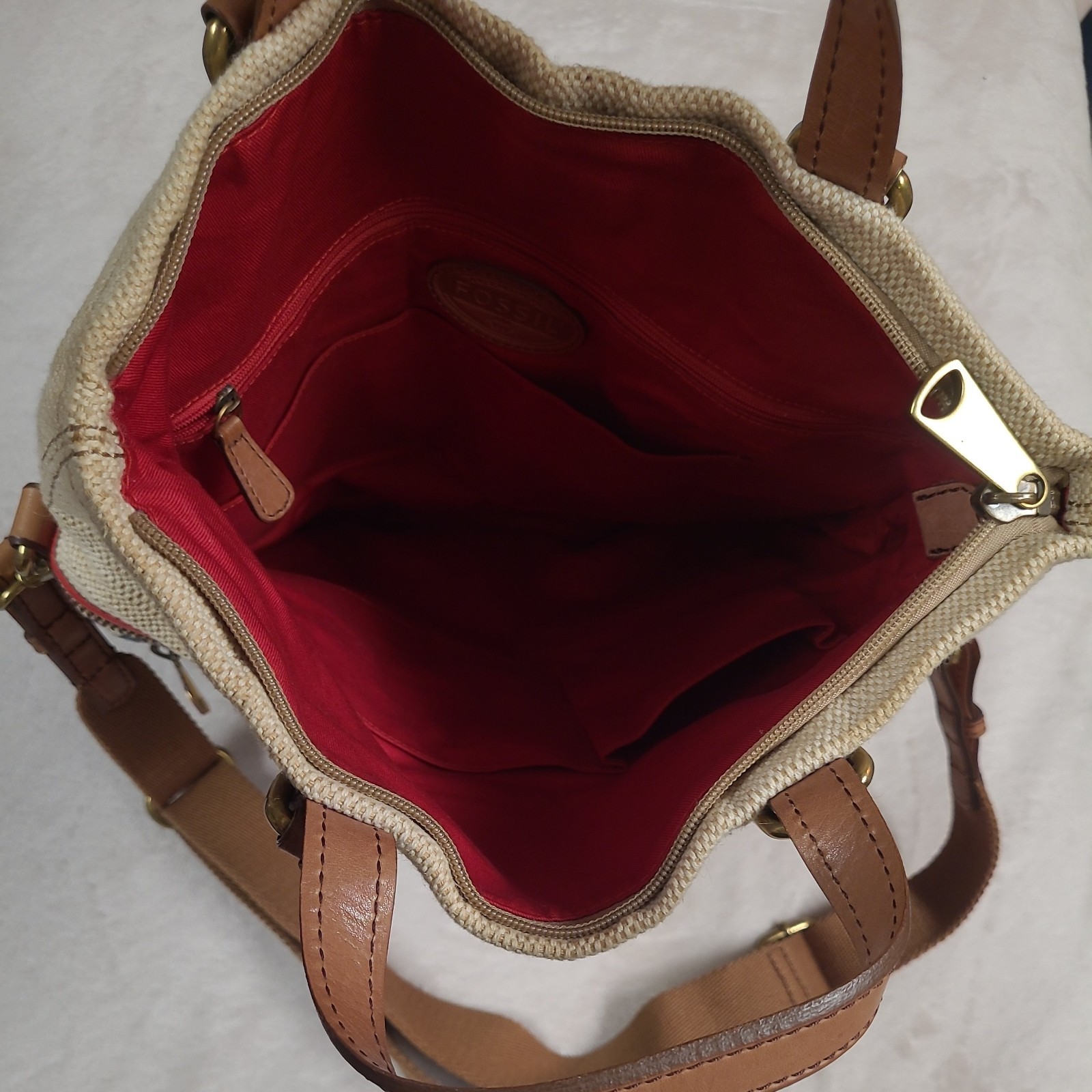 Fossil Long Live Vintage Explorer Crossbody Bag Fold-Over 2-way Canvas & Leather