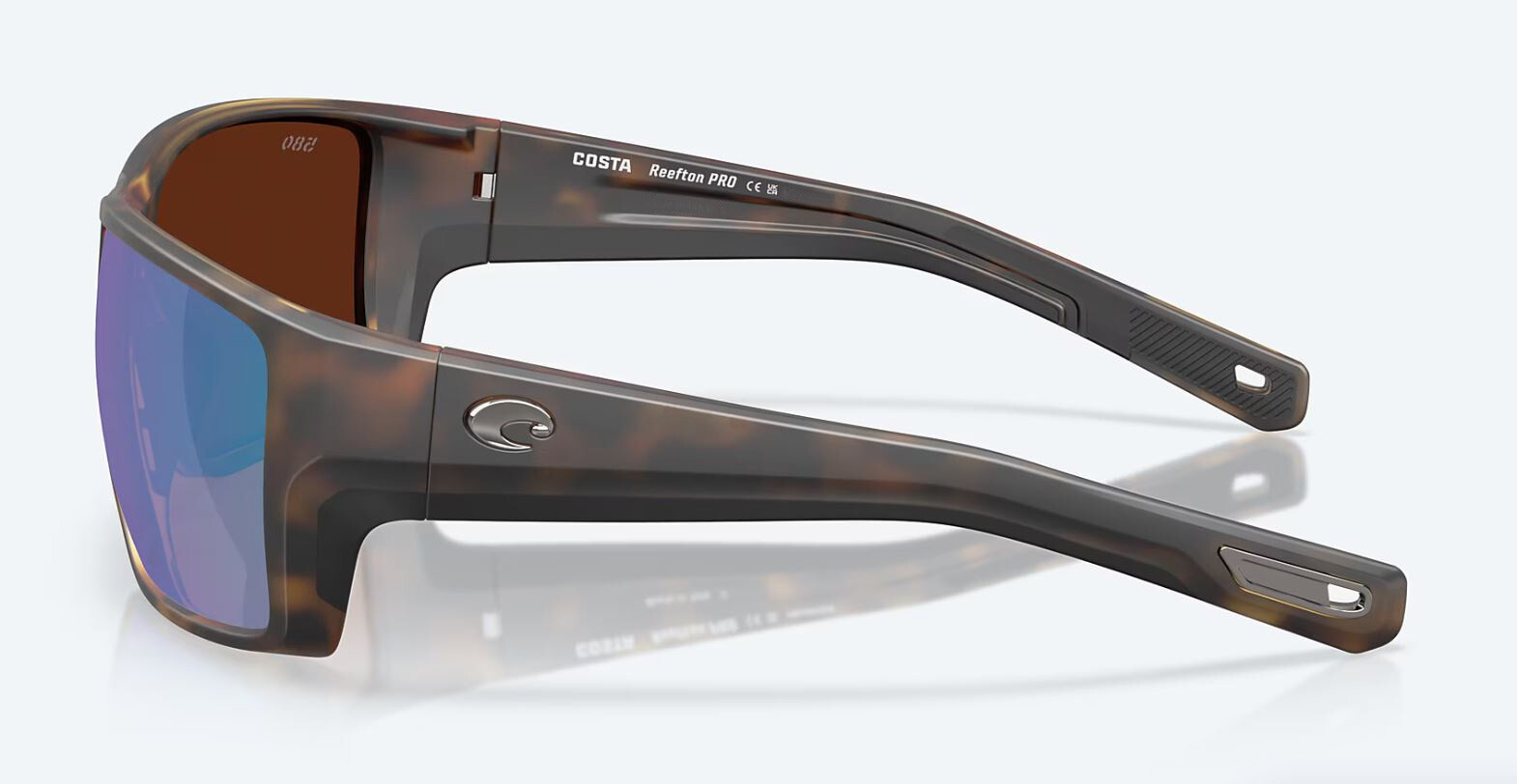 Costa Del Mar Reefton Pro Matte Tortoise Green Mirror Polarized Glass 580G – NEW