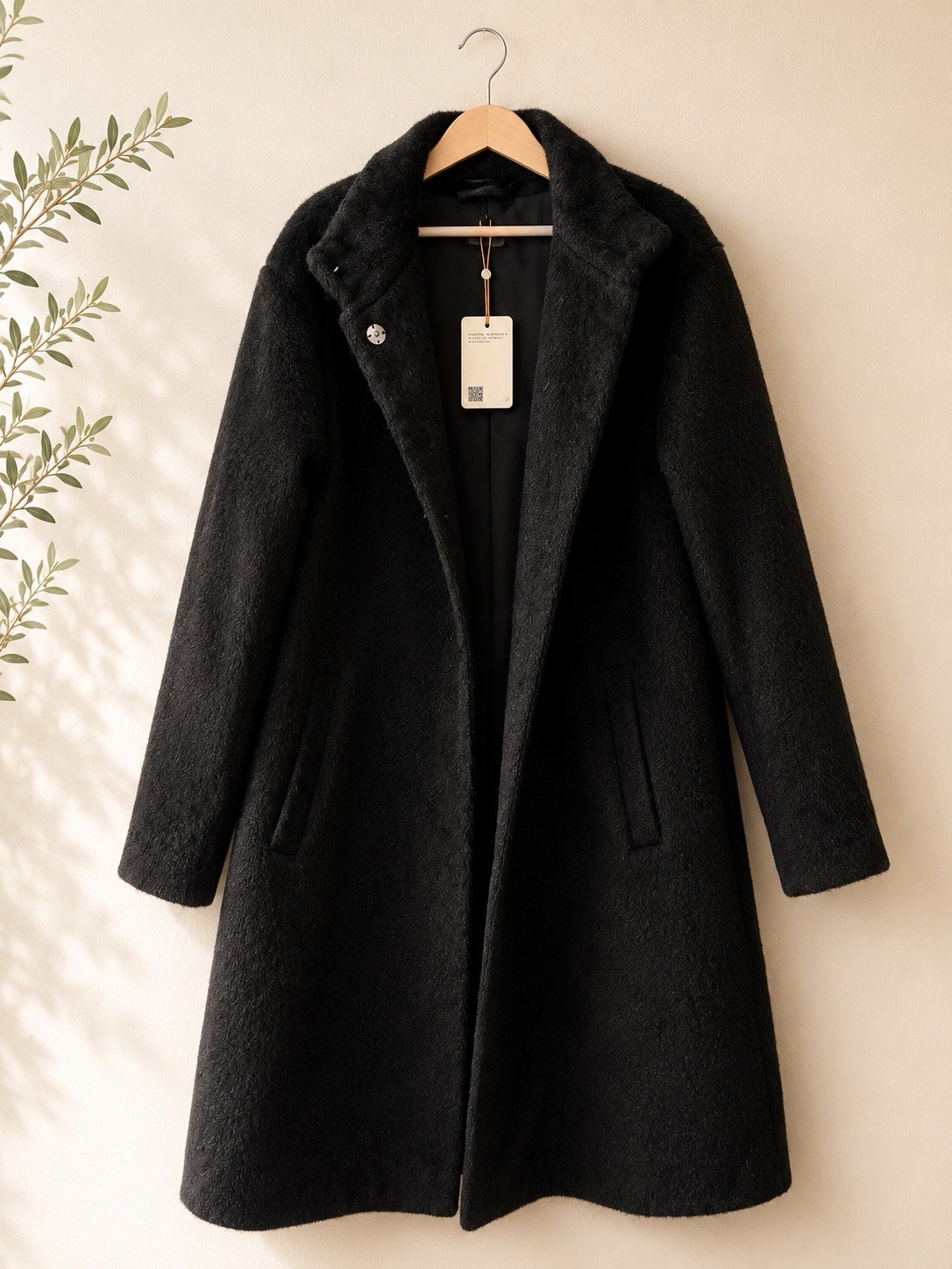 NWT Quince 100% Alpaca Wool Stand Collar Coat Black S