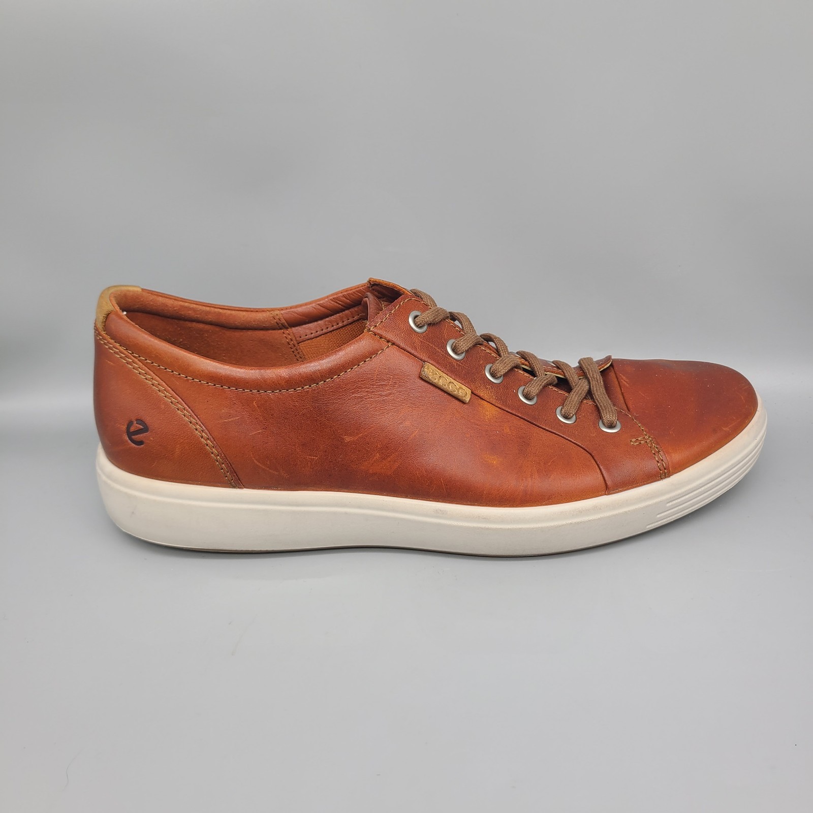 Ecco Soft 7 Shoes Mens 11.5 Brown Leather Lace Up Walking EU 45