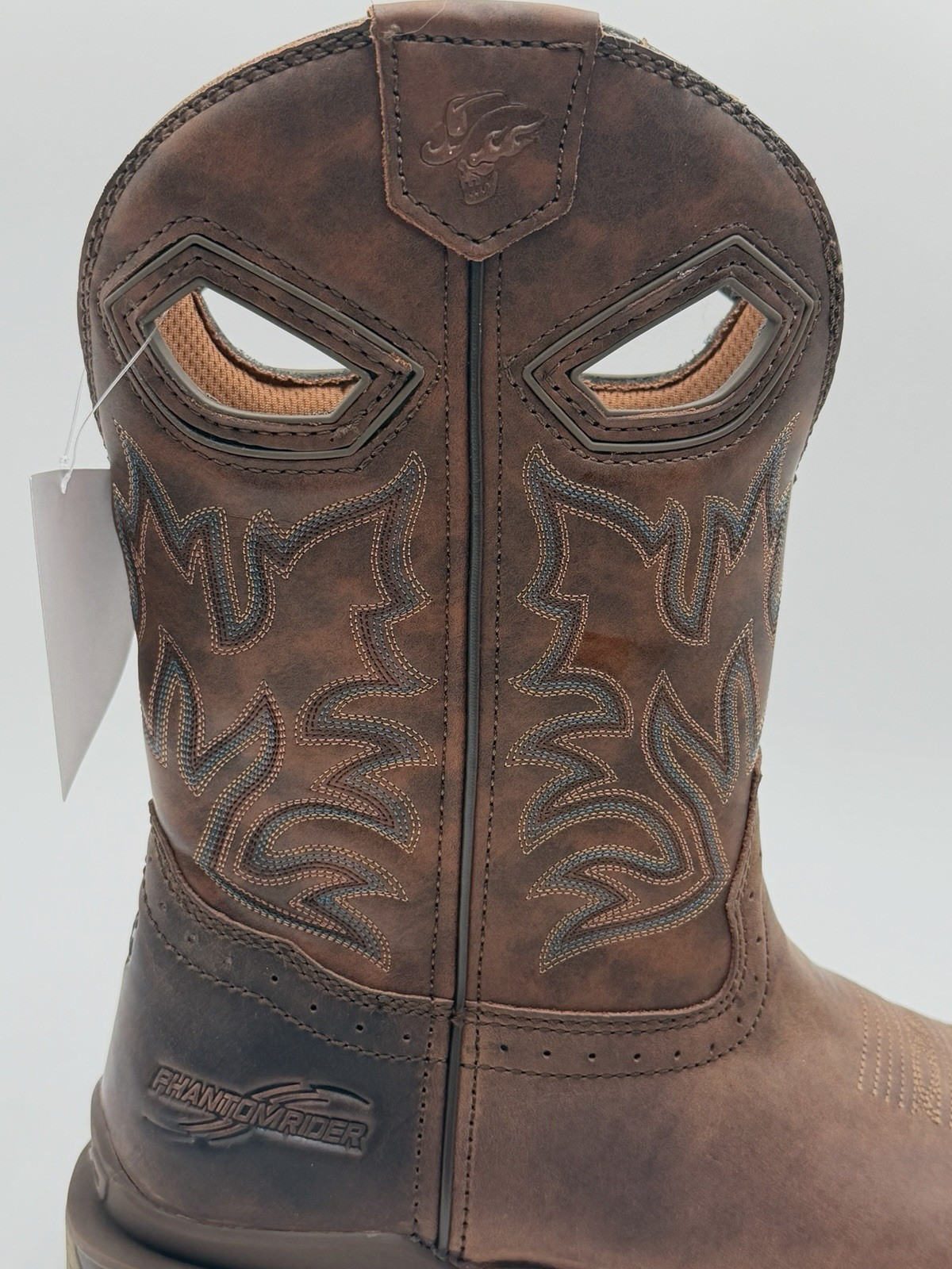NEW PHANTOM RIDER SZ 9.5 D 11″ Roper Pull On Work Boots Square Toe in BROWN