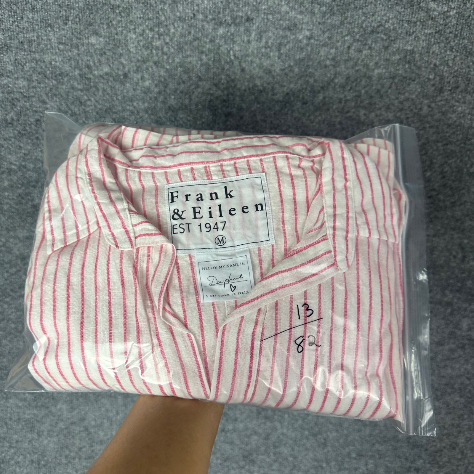 Frank & Eileen Excellent Daphne Dress Womens Medium Pink White Striped Linen