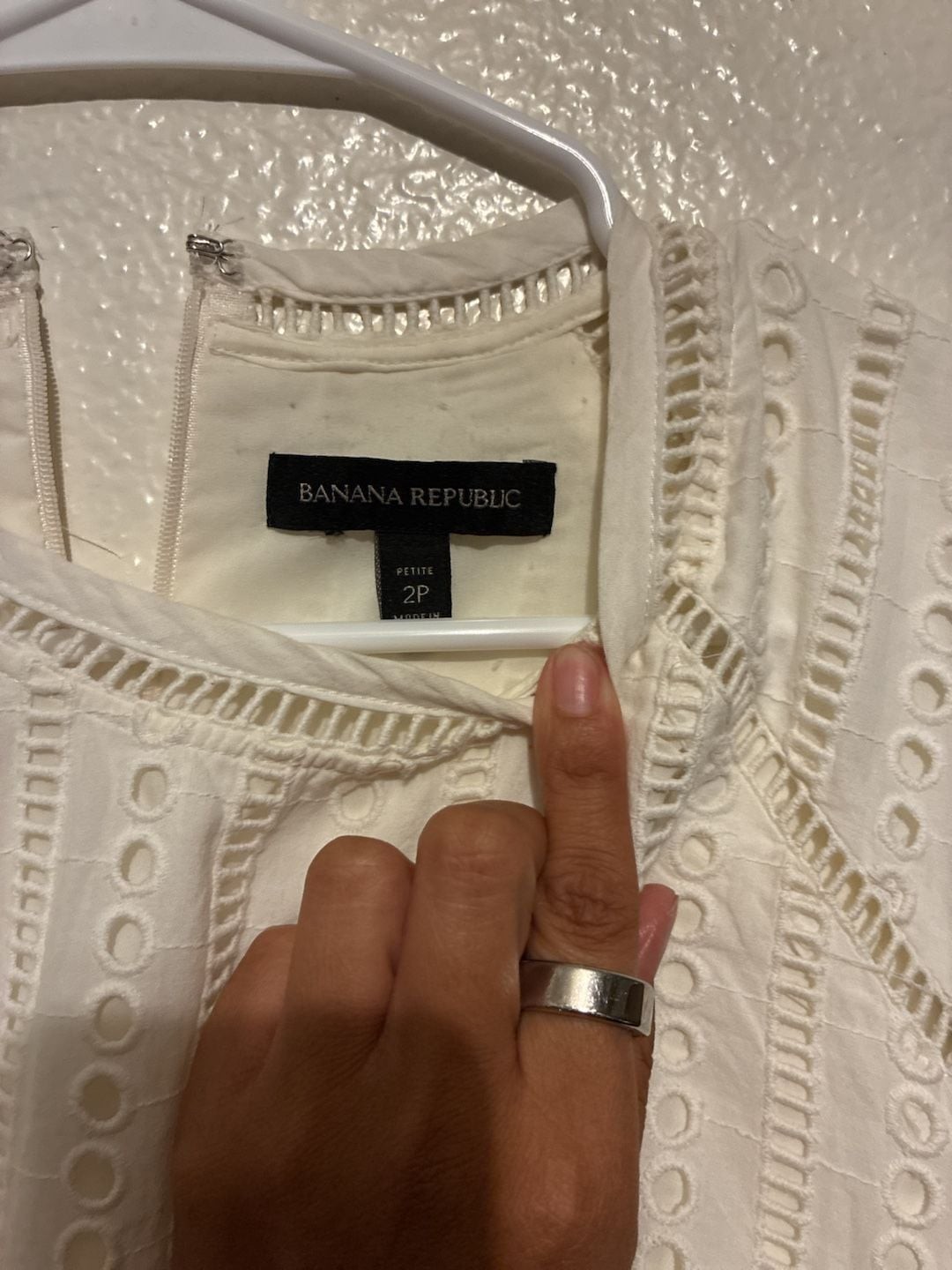 Banana Republic White Eyelet Cap Sleeve Mini Dress Size 2P