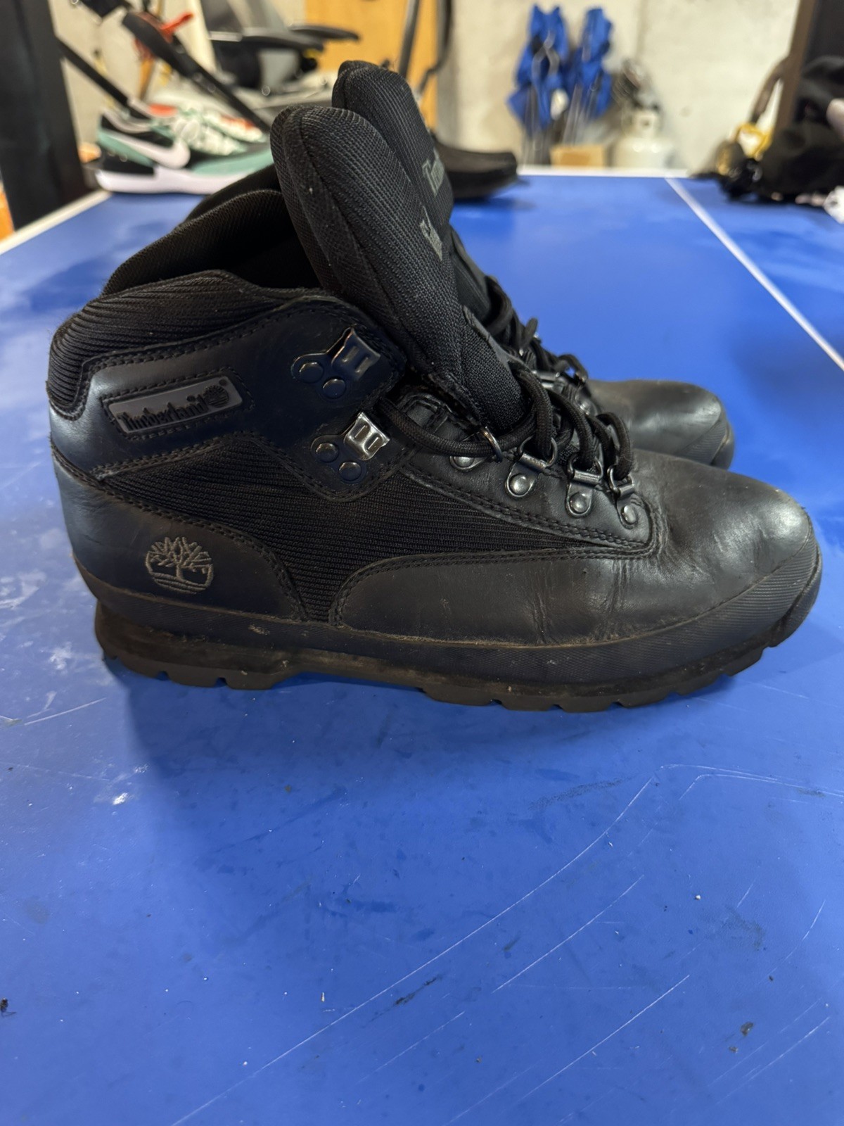 Timberland Euro Hiker Leather Black Boots Model 56038 MEN’S 8.5