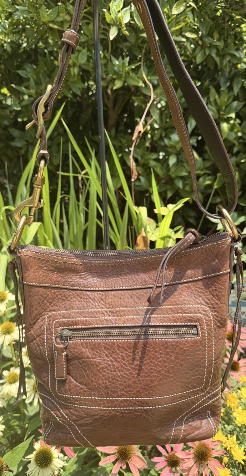 COACH 10398 Vintage Shoulder Bag Ziplock Leather Brown Gold Hardware