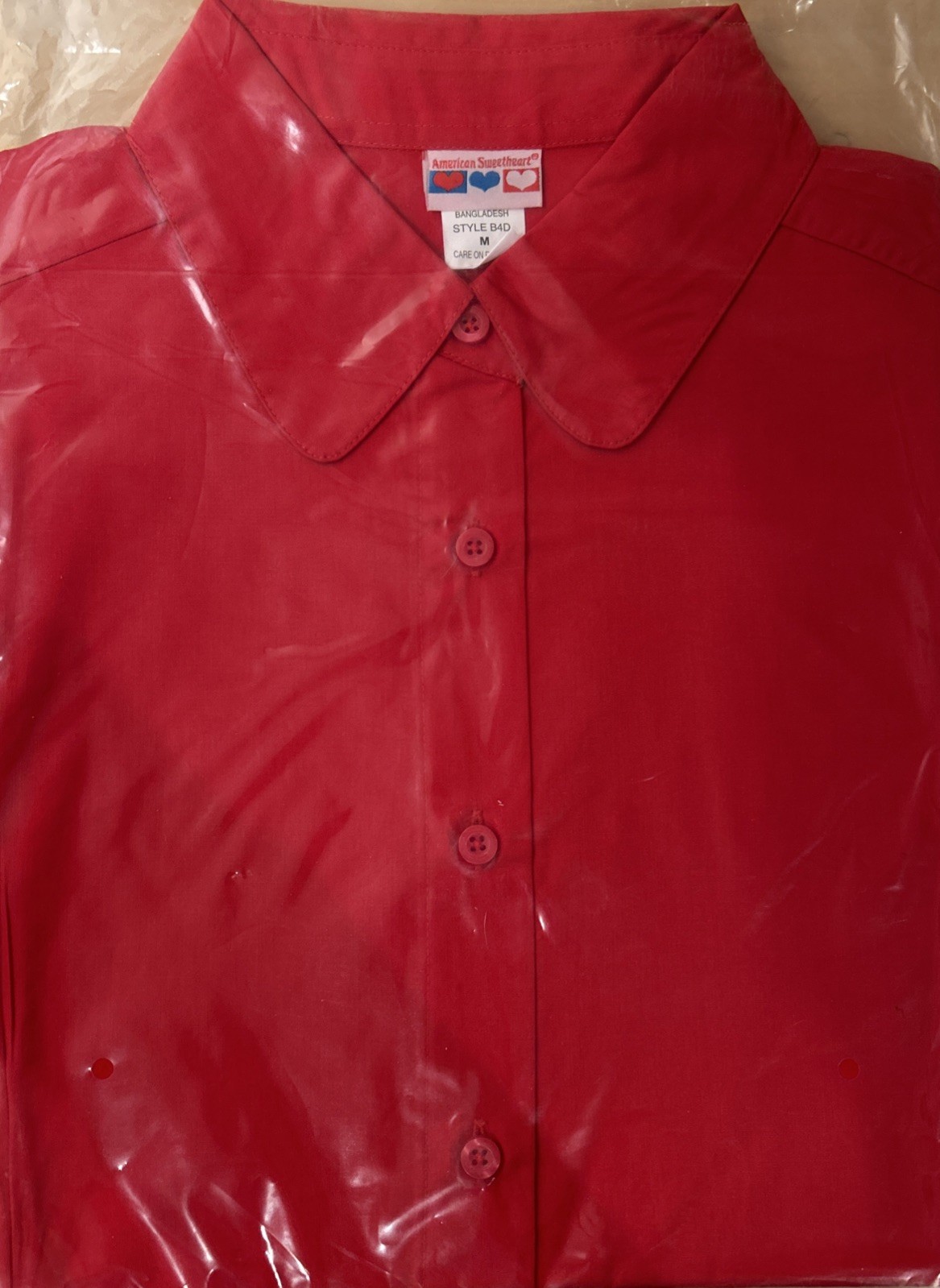 3 New American Sweetheart Button Up Collared Shirt Purple Blue Red Style B4D Med