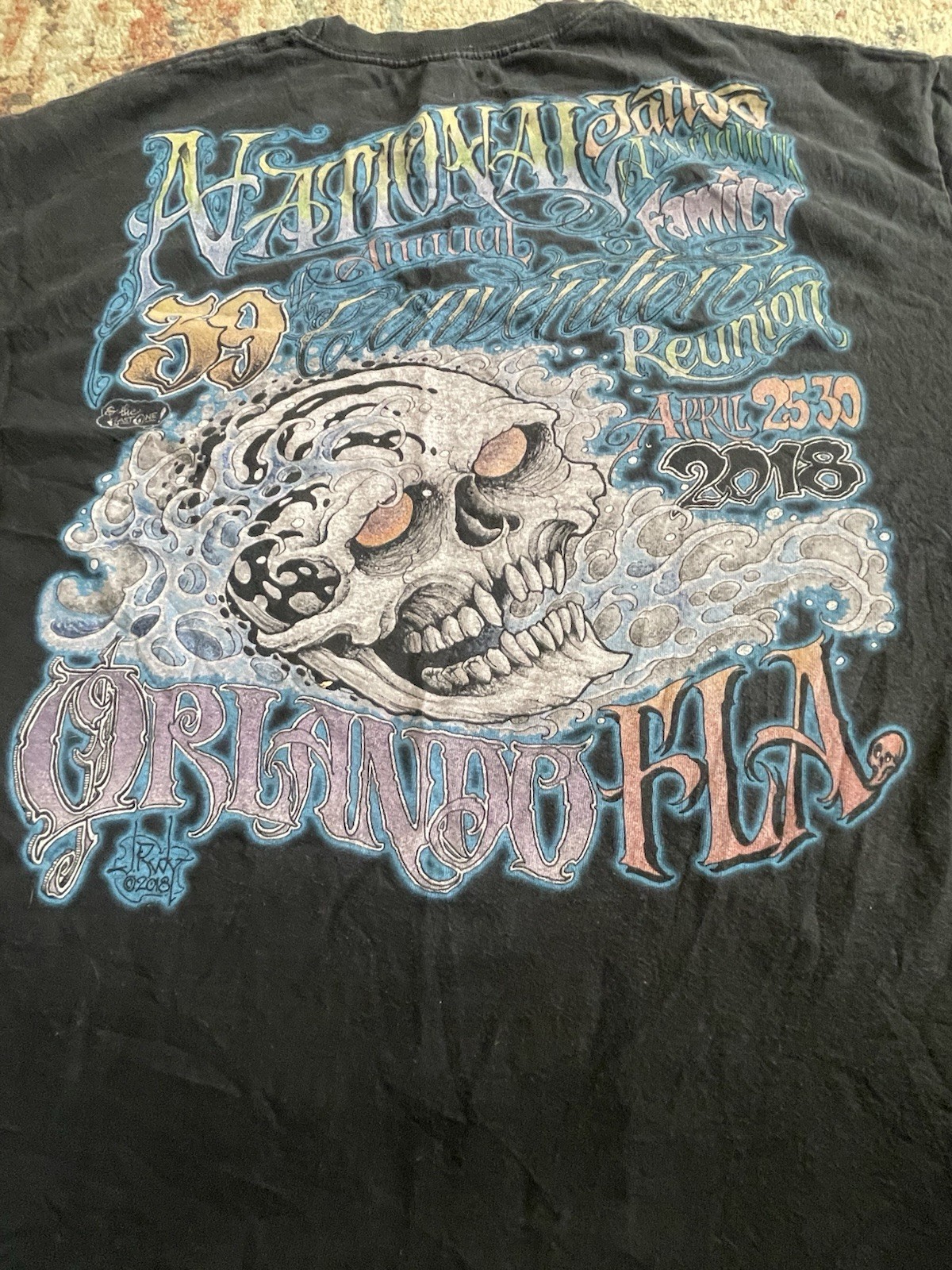 Nationals 39 Original Tattoo Family Reunion 2018 T-Shirt XL Black Skull Graphic