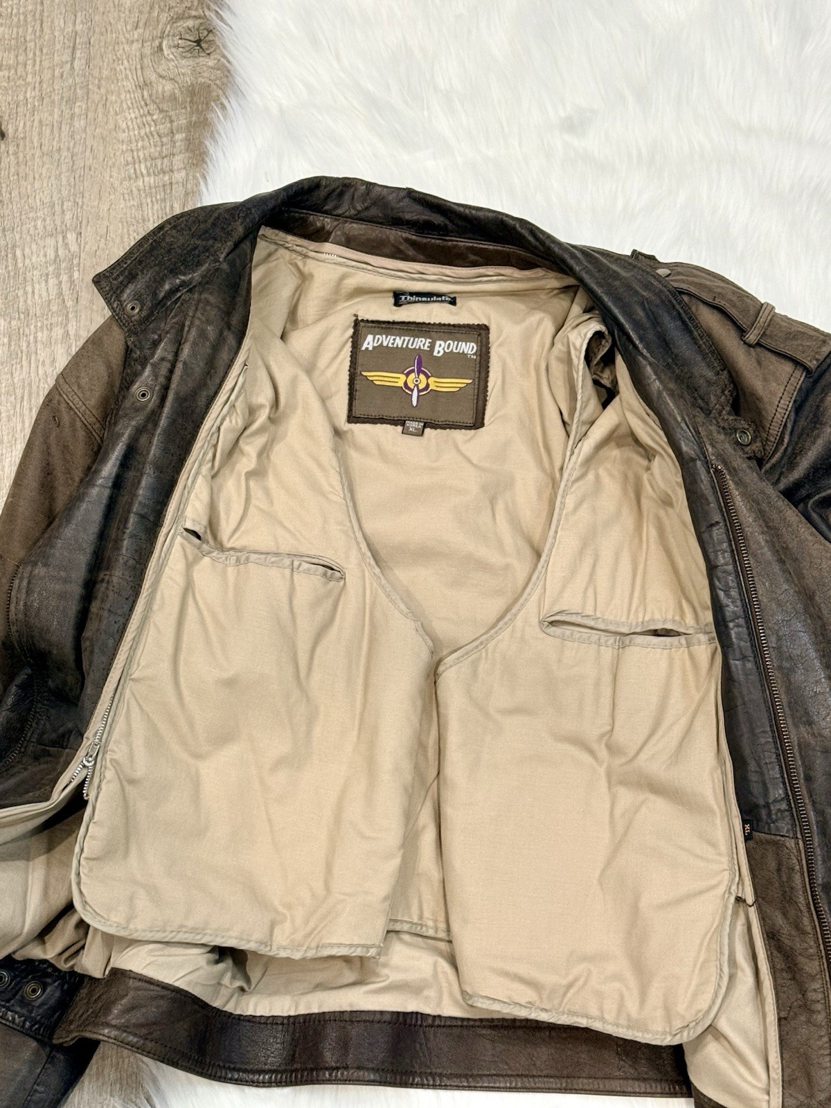 Vintage Wilsons Adventure Bound Men’s Brown Leather Aviator Jacket XL