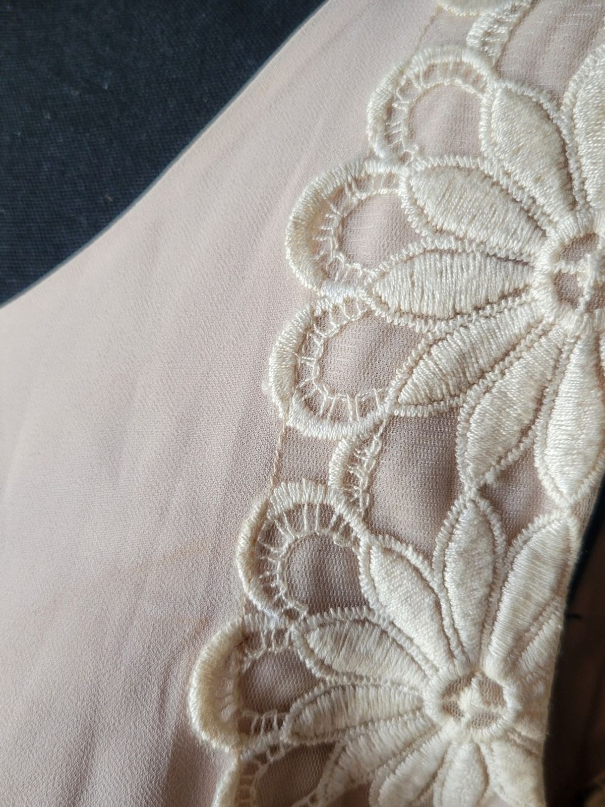 Coco Love Blush Pink Chiffon Fit & Flare Dress with Cream Floral Lace XS/ S(jrs)