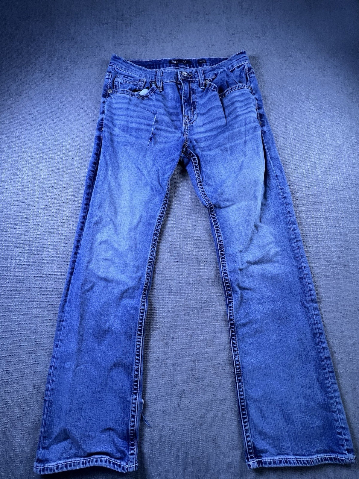 Buckle BKE Jake Jeans Men’s 33×32 Blue Distressed Embroidered Boot Cowboy Preppy