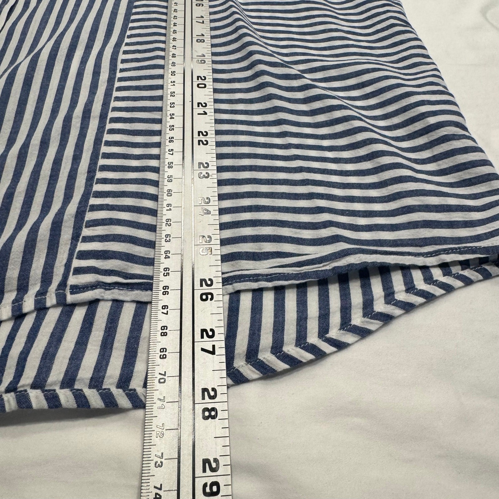 Elizabeth and James Stripe Button Up Shirt Size XL Blue White Long Sleeve Blouse