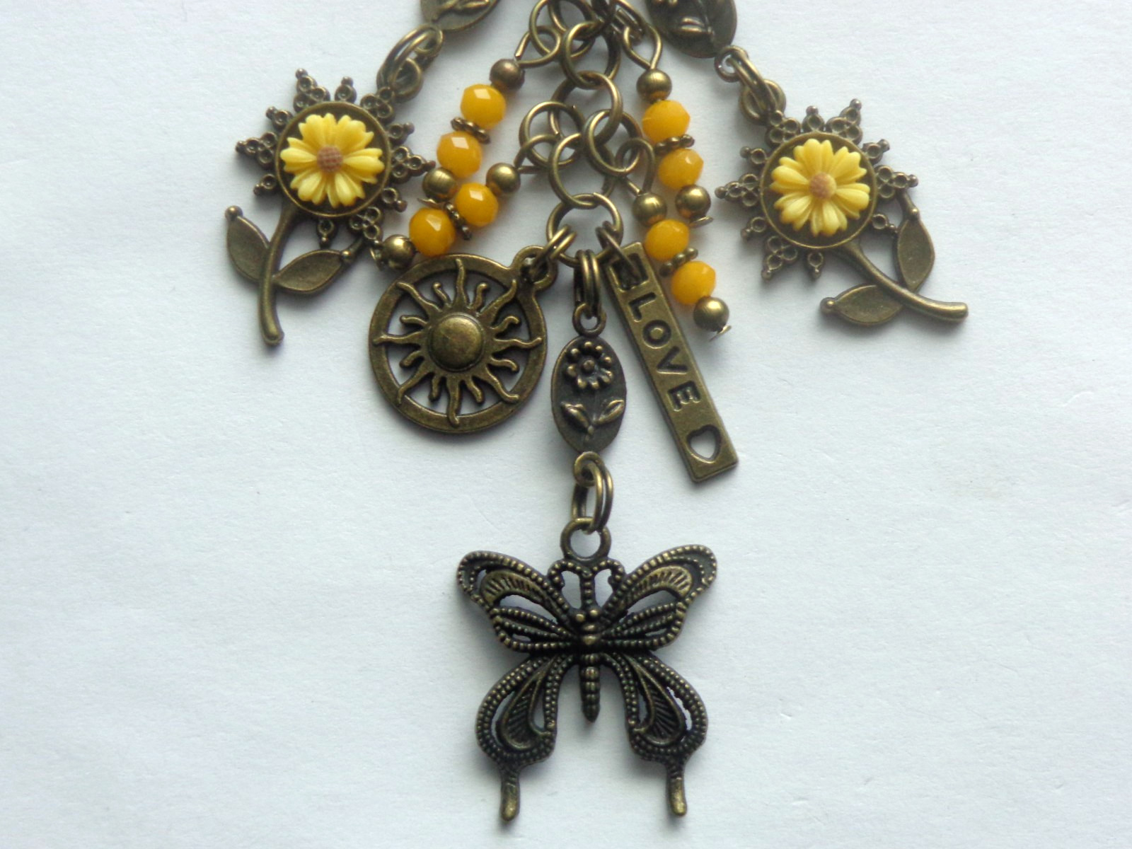 BUTTERFLY SUNFLOWERS SUN LOVE KEY CHAIN CLIP FOR PURSE FOB DESIGNER BAGS
