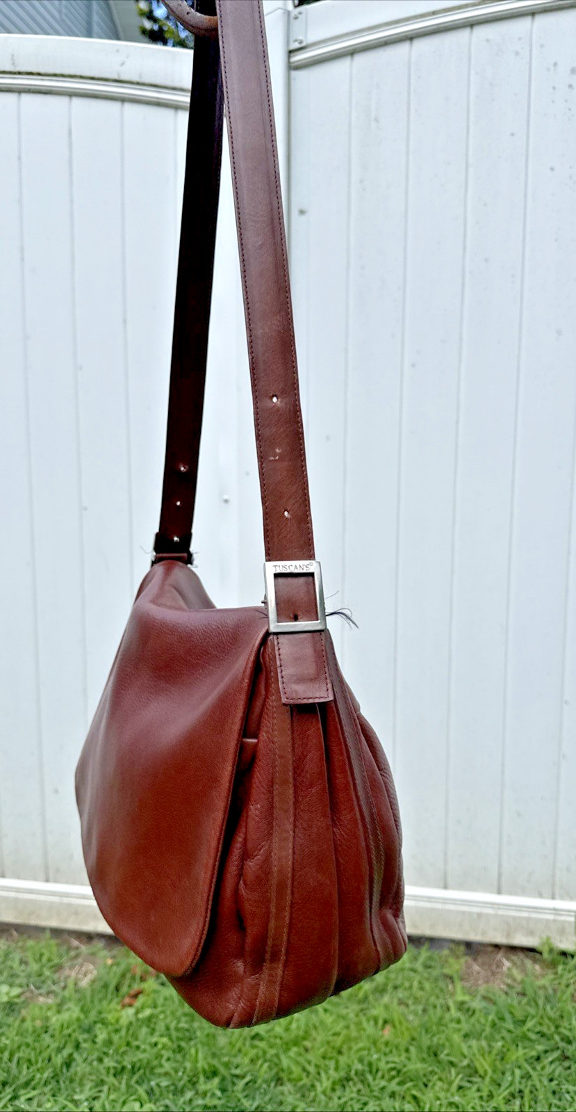 Tuscan’s Brown Italian All Leather Shoulder Satchel Mailbag Saddle Bag Adustable