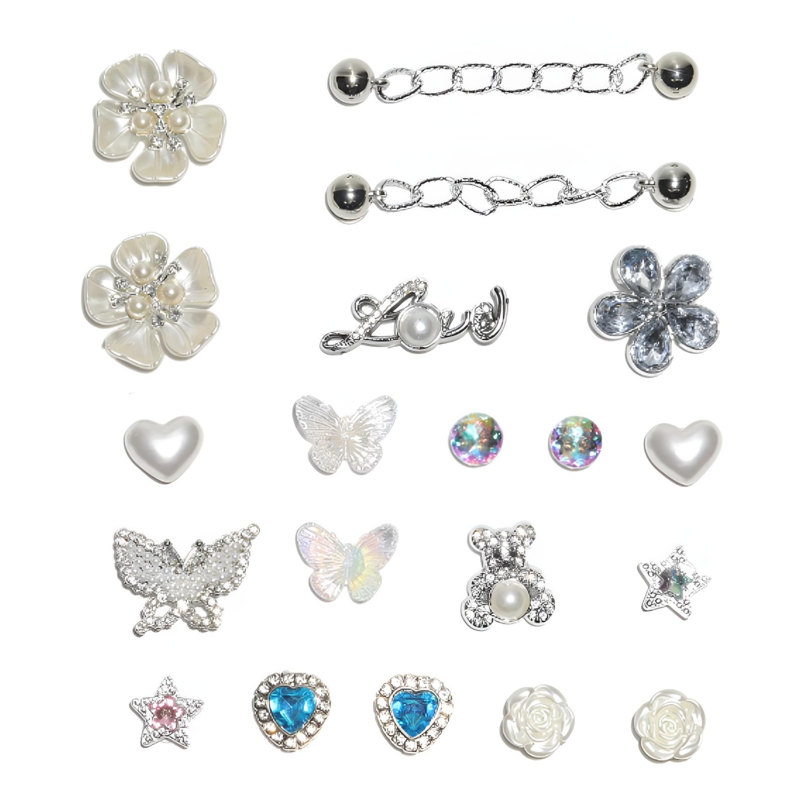 CLOG ACCESSORIES (Pack of 20) Shoe Charm Chains and Pearls Set/Lot – Fits Crocs
