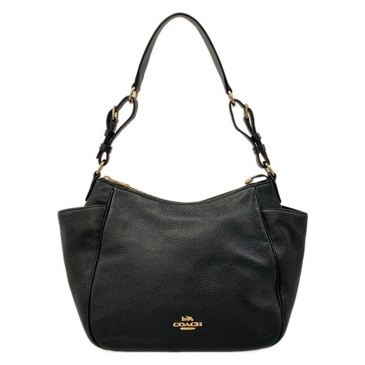 COACH Rorie Black Leather Shoulder Bag C2853 Gold Hardware From Japan Auth