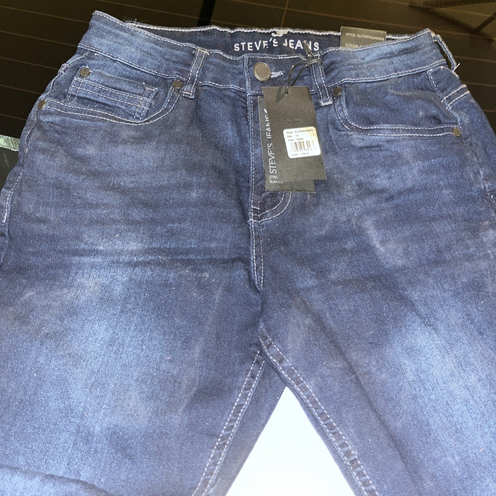 Steve’s Boys Youth Jeans Black Dark Wash Straight Leg Denim Size 16