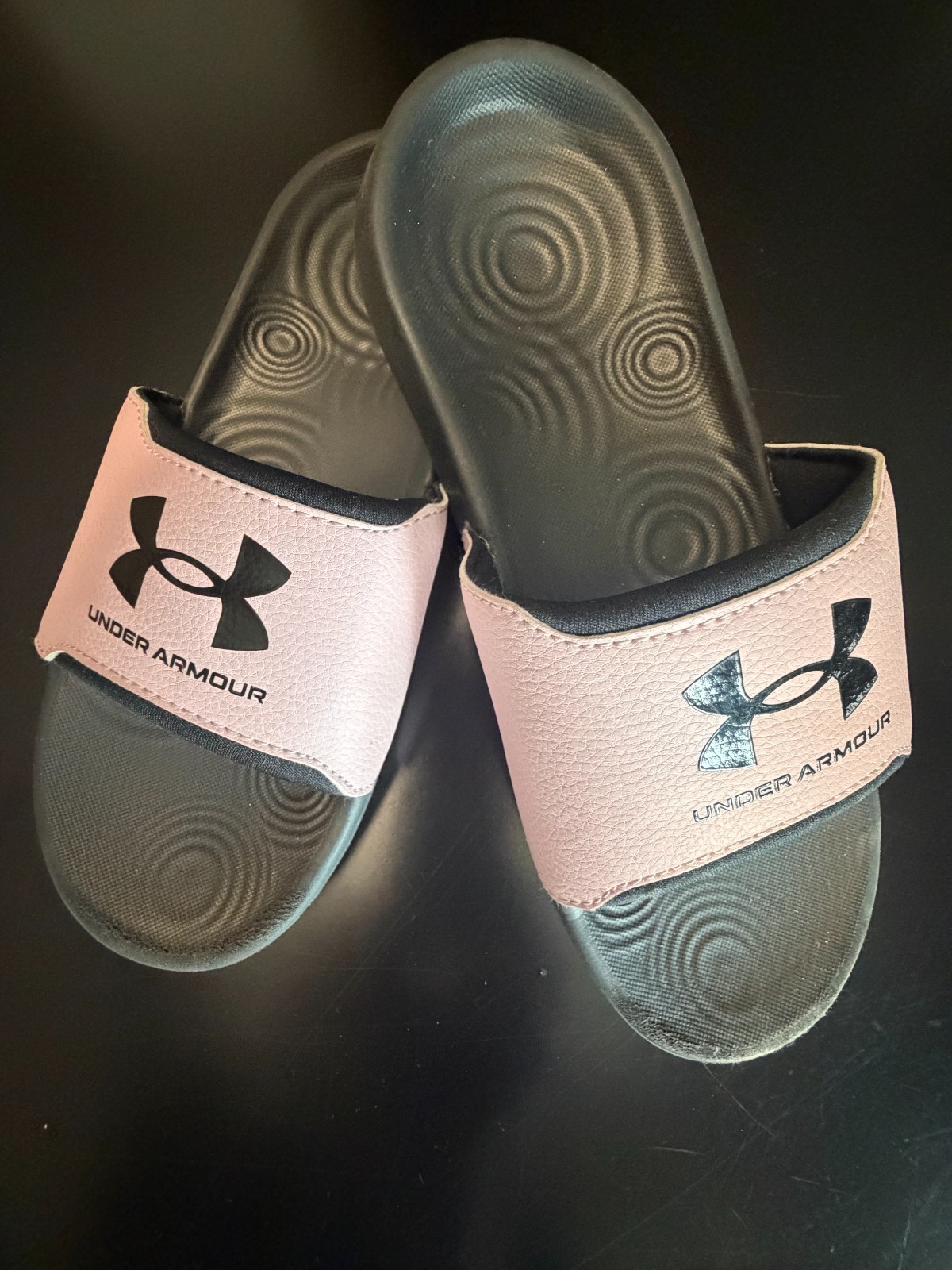 Under Armour youth slides size 3Y black and pink